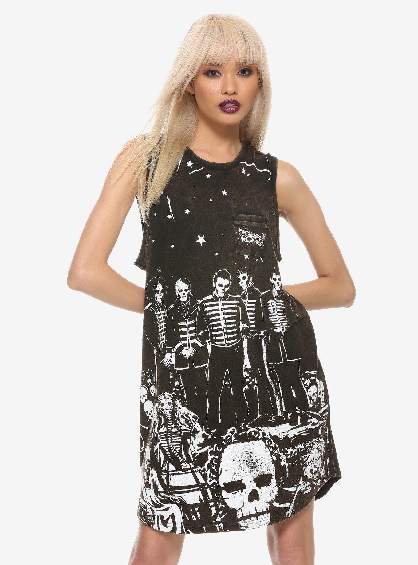 My Chemical Romance The Black Parade Mineral Wash Tank Dress, GREY, hi-res