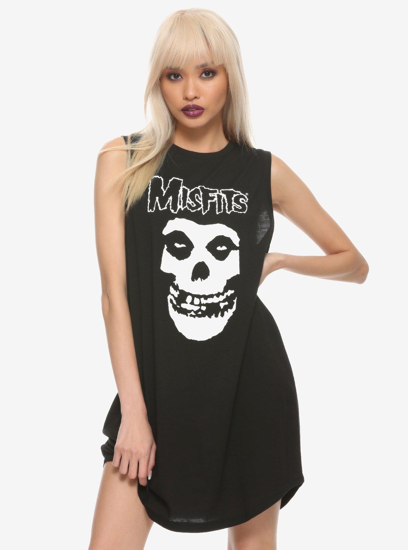 Misfits Logo Tank Dress, WHITE, hi-res
