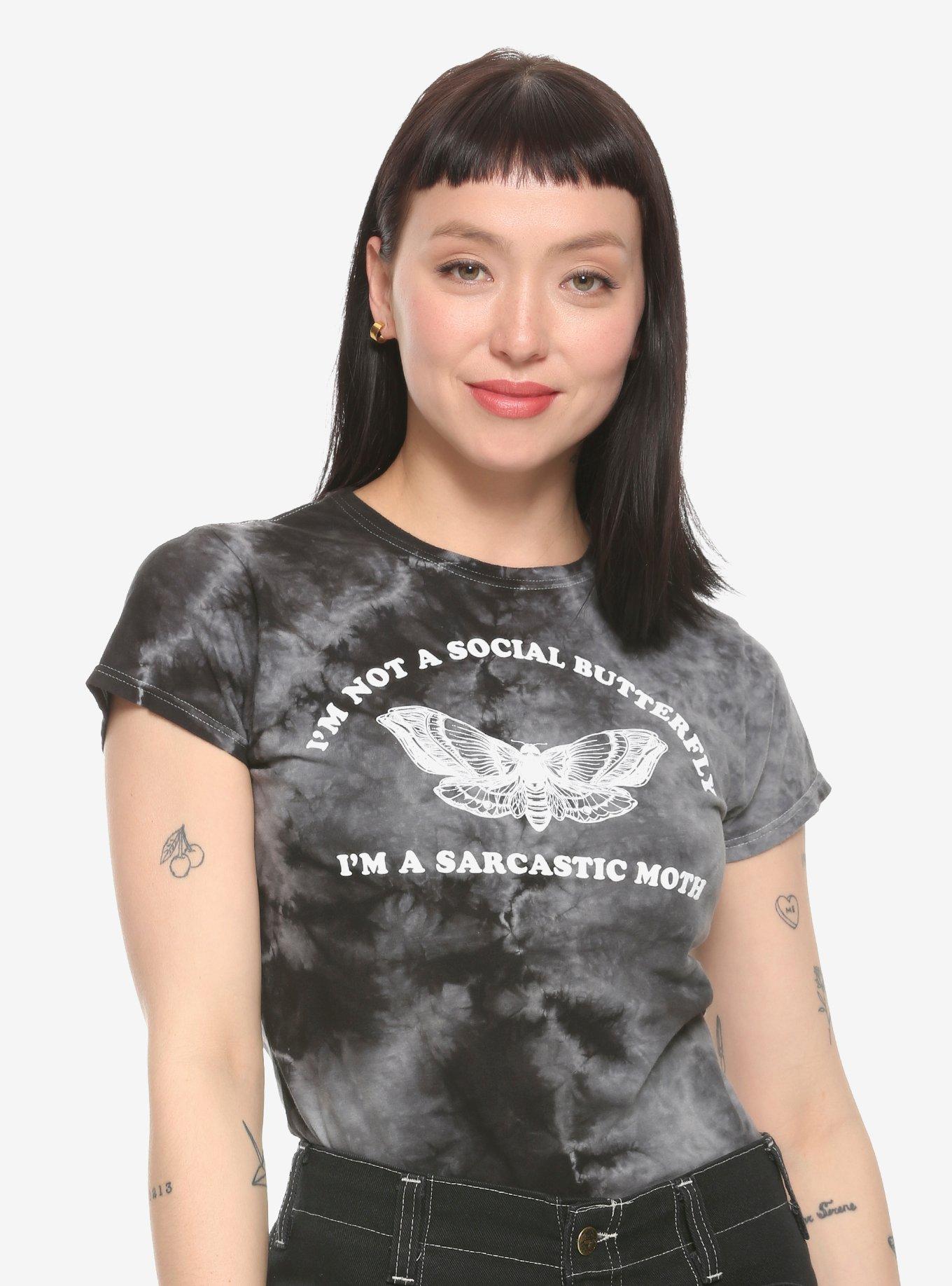 Sarcastic Moth Black & Grey Girls Tie Dye T-Shirt | Hot Topic
