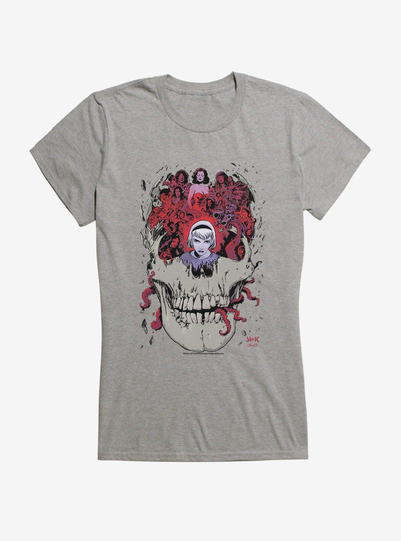 Chilling Adventures of Sabrina Skull Girls T-Shirt, HEATHER, hi-res