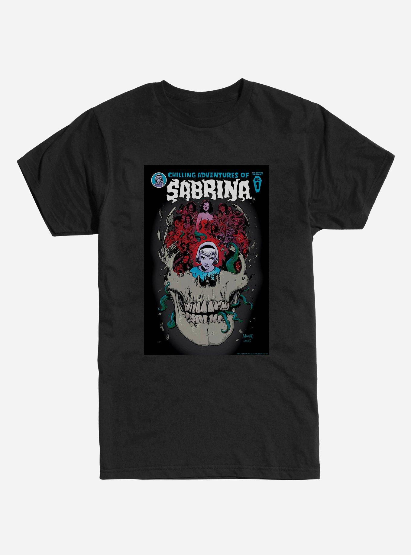 Chilling Adventures of Sabrina Skull Poster T-Shirt , BLACK, hi-res