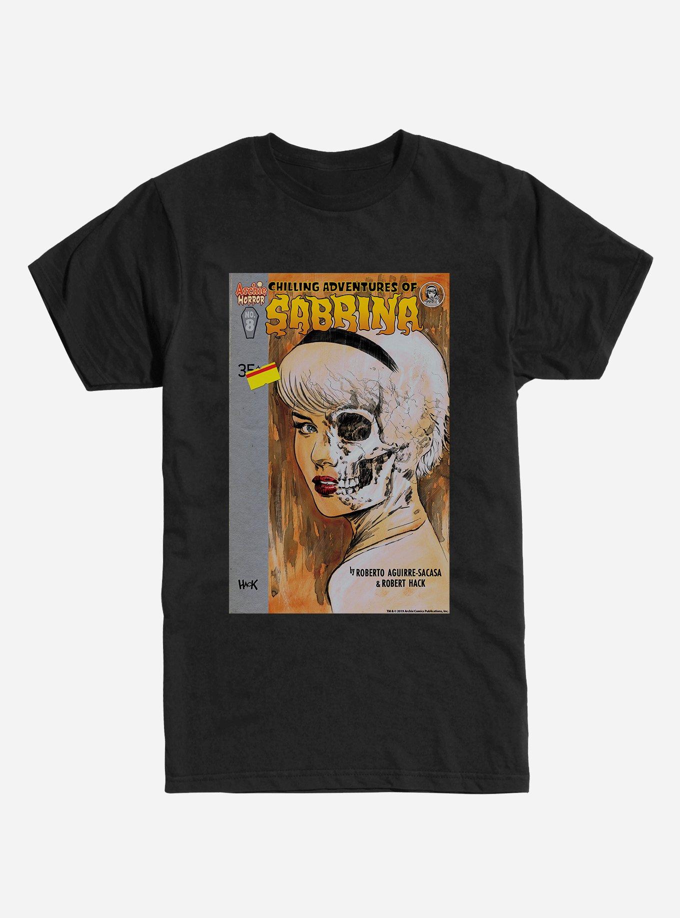 Chilling Adventures of Sabrina Half Skull Face T-Shirt, BLACK, hi-res