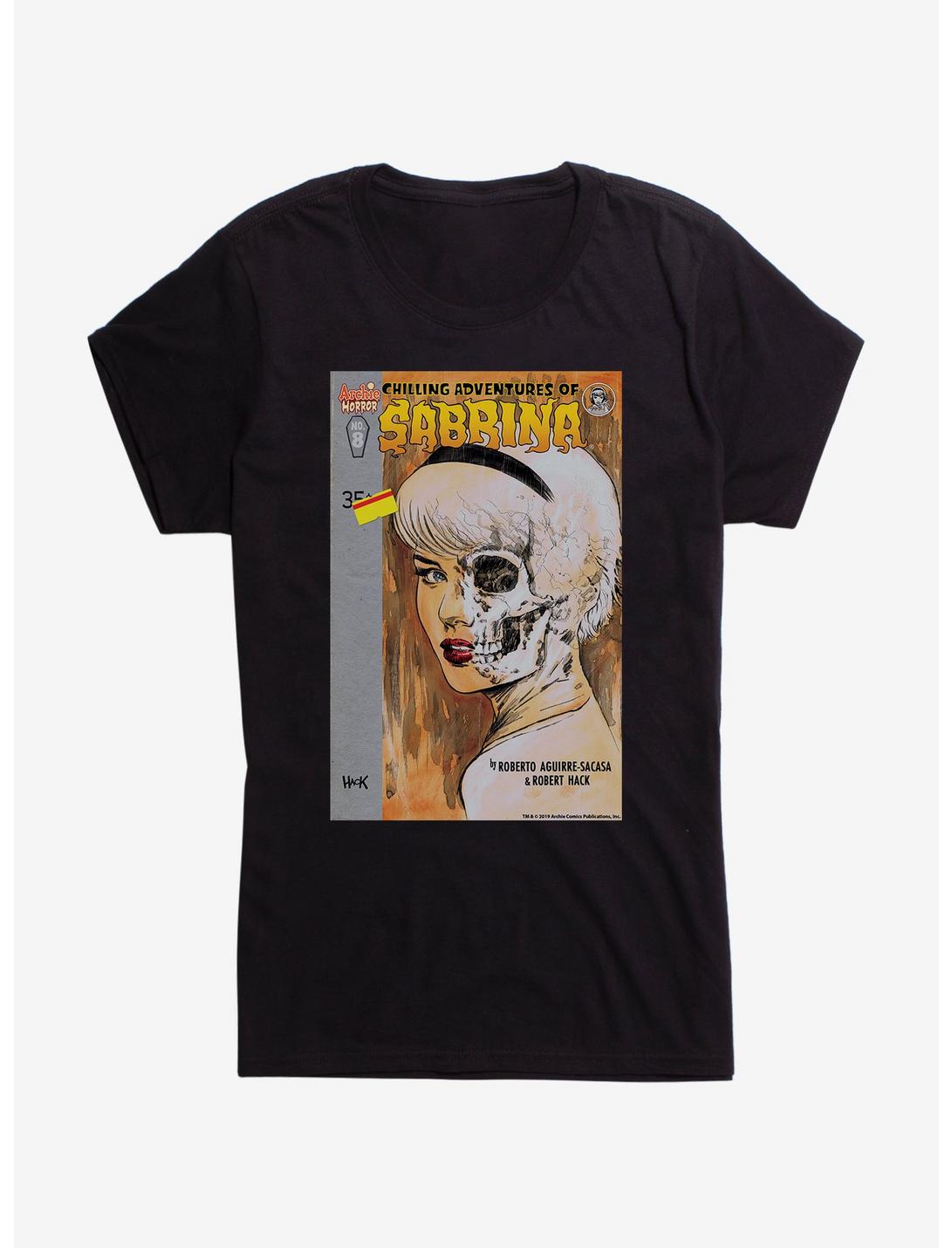 Chilling Adventures of Sabrina Half Skull Face Girls T-Shirt, BLACK, hi-res