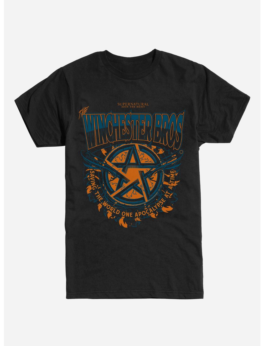 Supernatural Winchester Bros Pentagram T-Shirt, BLACK, hi-res