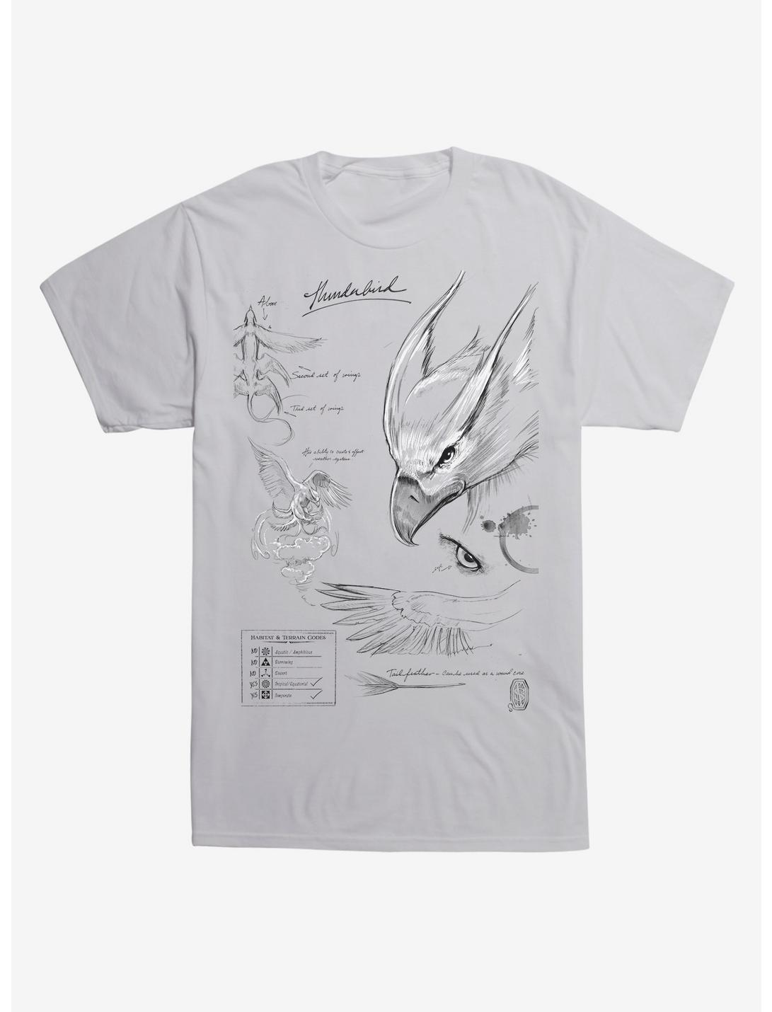 Fantastic Beasts Thunderbird Sketches T-Shirt, LIGHT GREY, hi-res