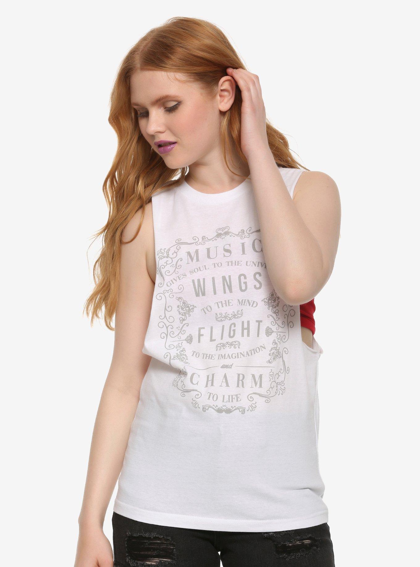 Music Wings Flight Charm Girls Muscle Top, BLACK, hi-res