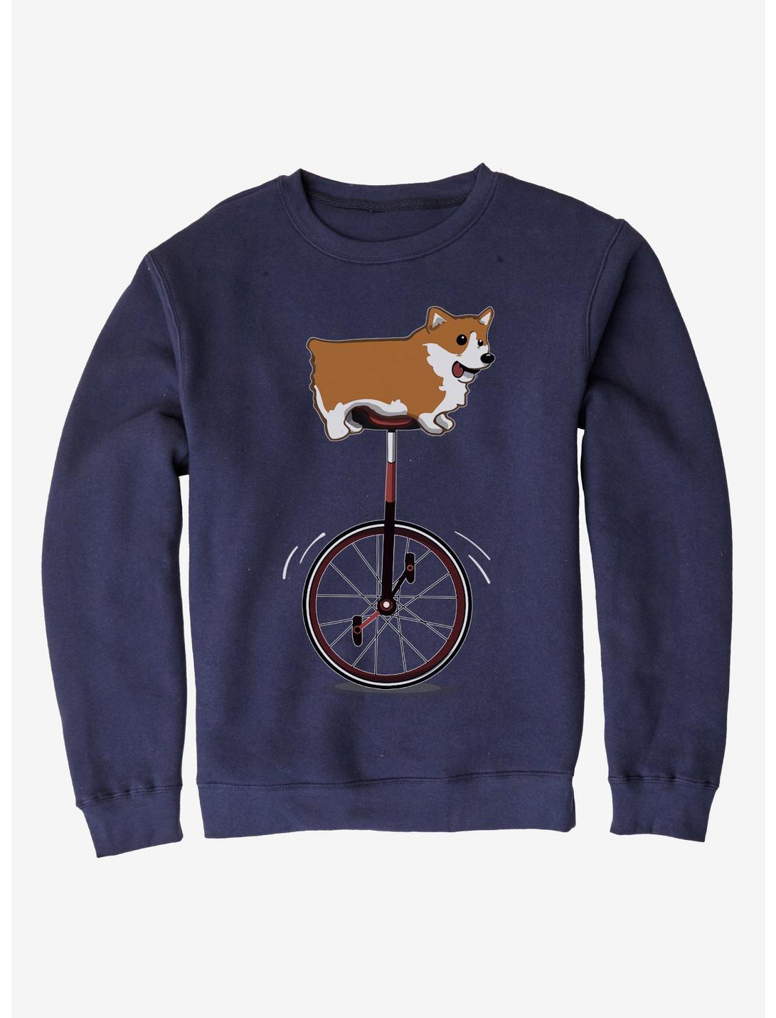 Unicycle Corgi Sweatshirt, NAVY, hi-res
