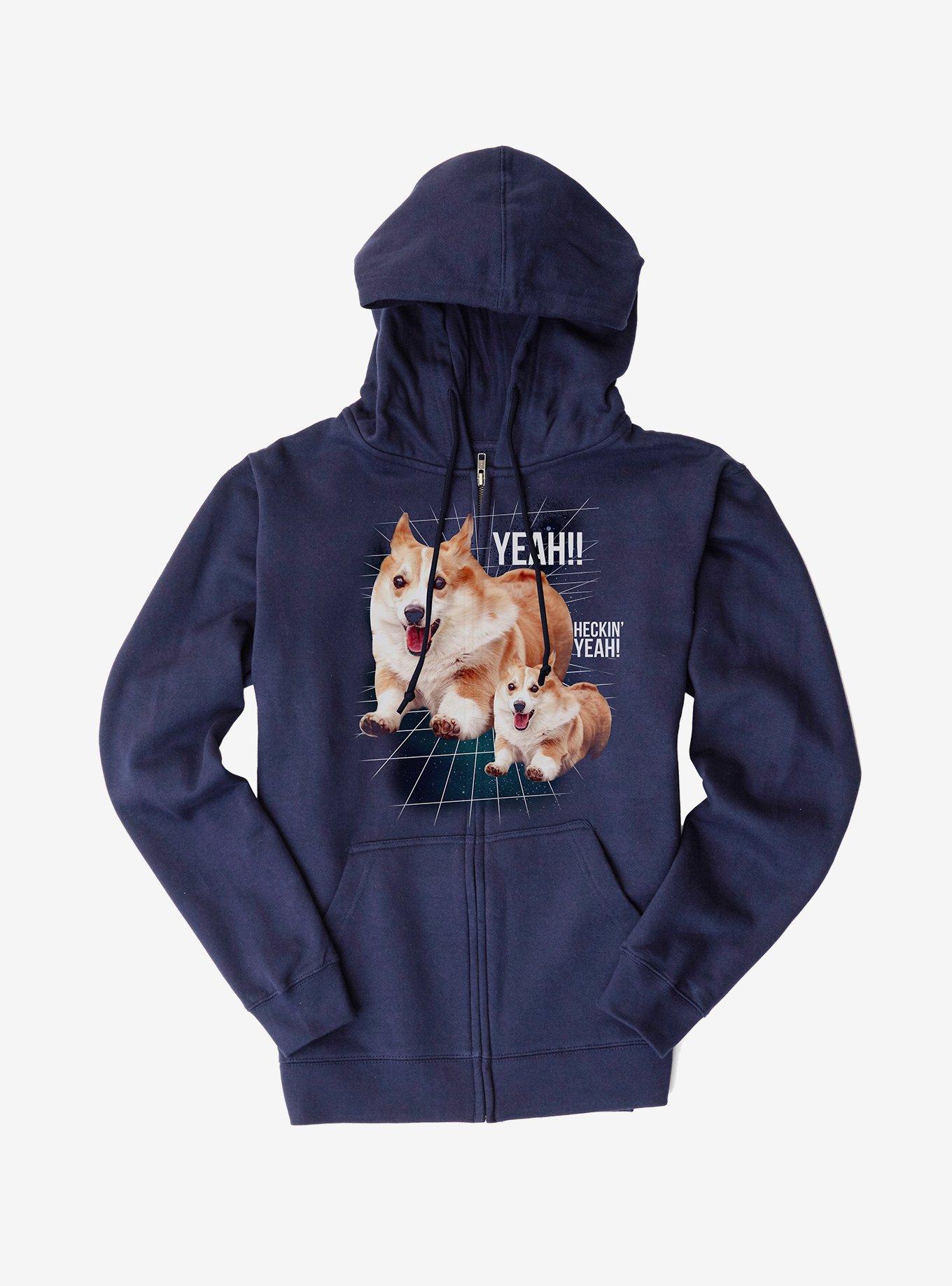 Heckin' Yea Corgi Hoodie, NAVY, hi-res
