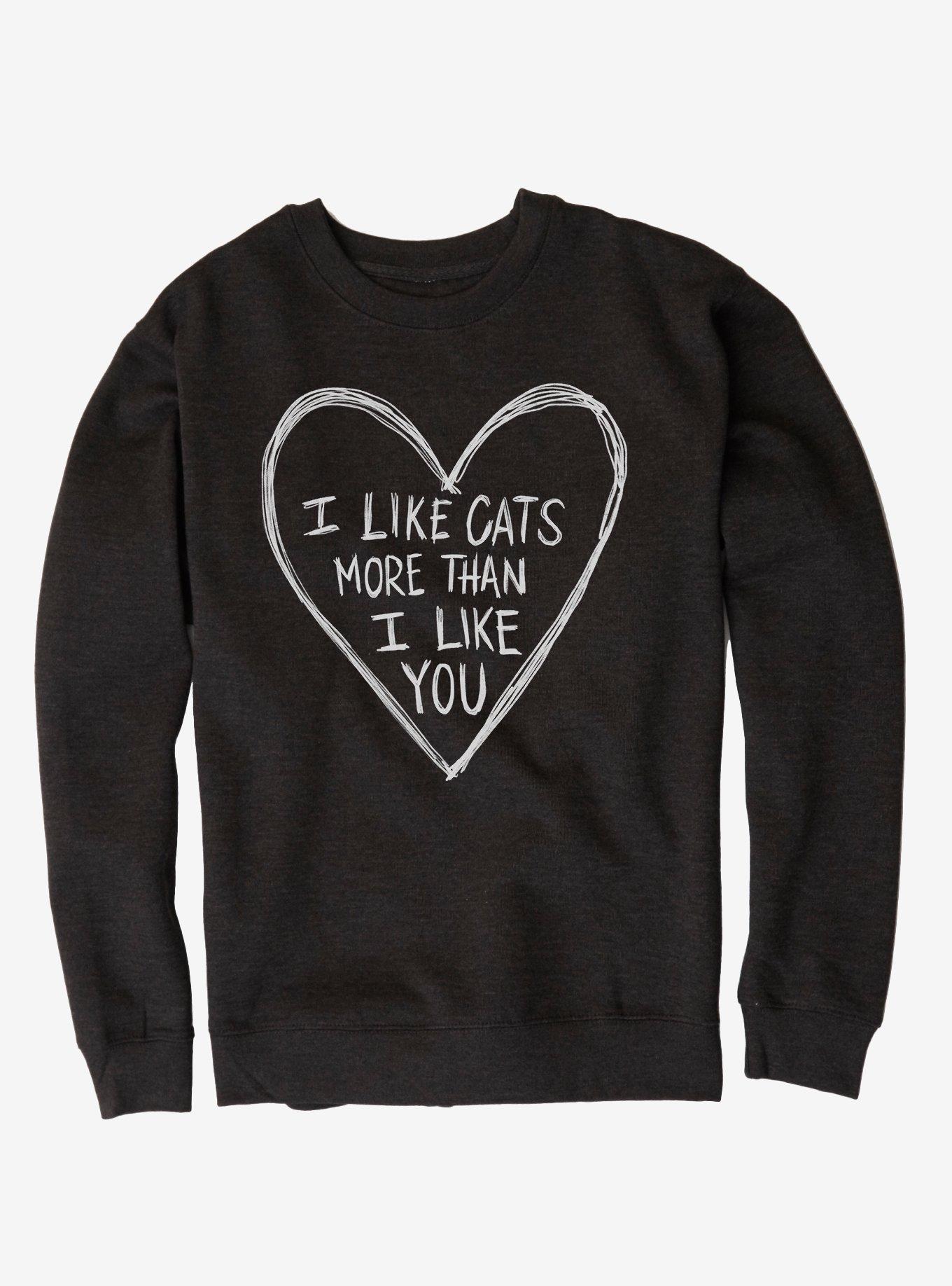 I Like Cats Sweatshirt, CHARCOAL HEATHER, hi-res