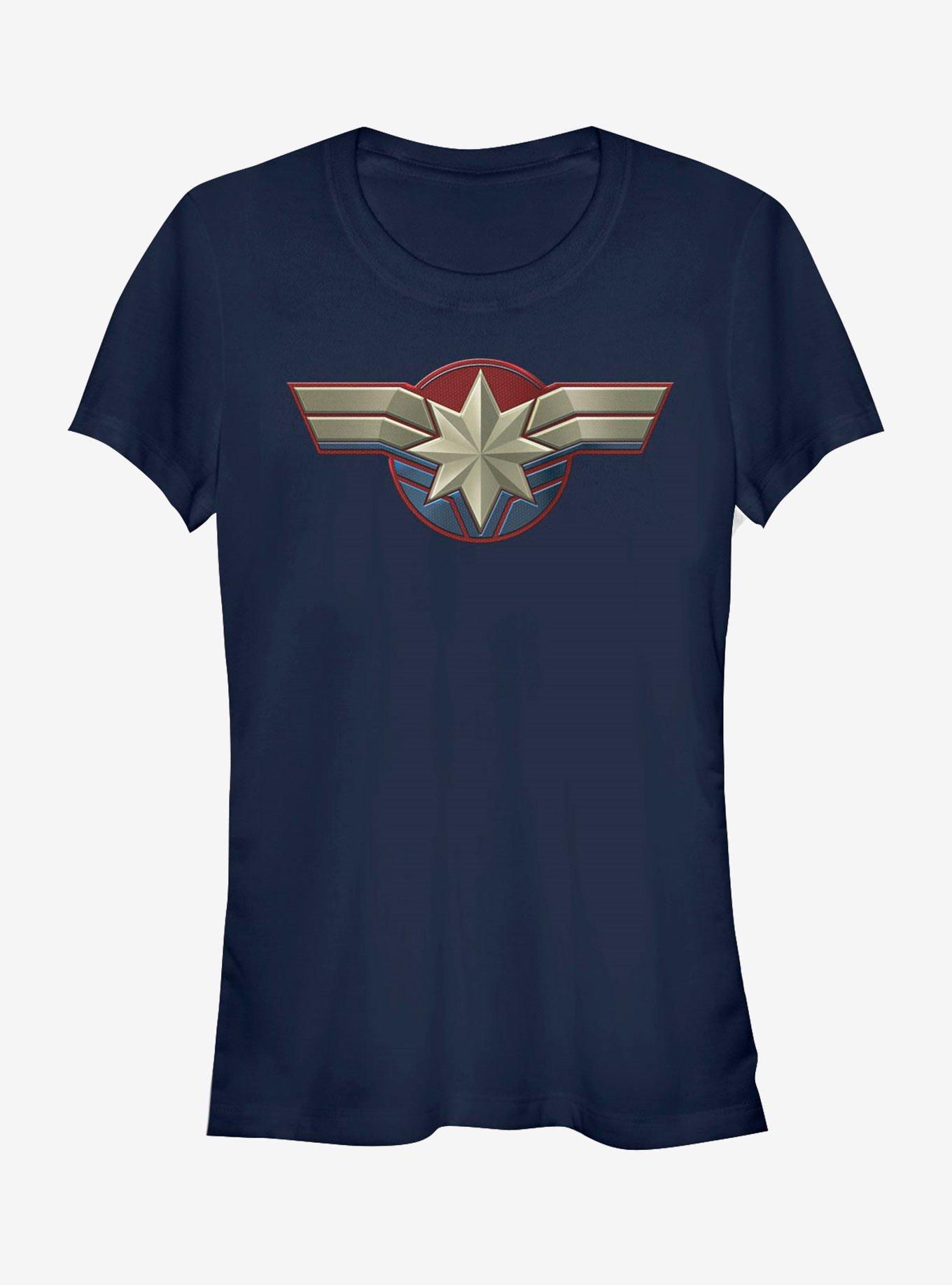 Marvel Captain Marvel Costume LOGO Girls T Shirt BLUE Hot Topic