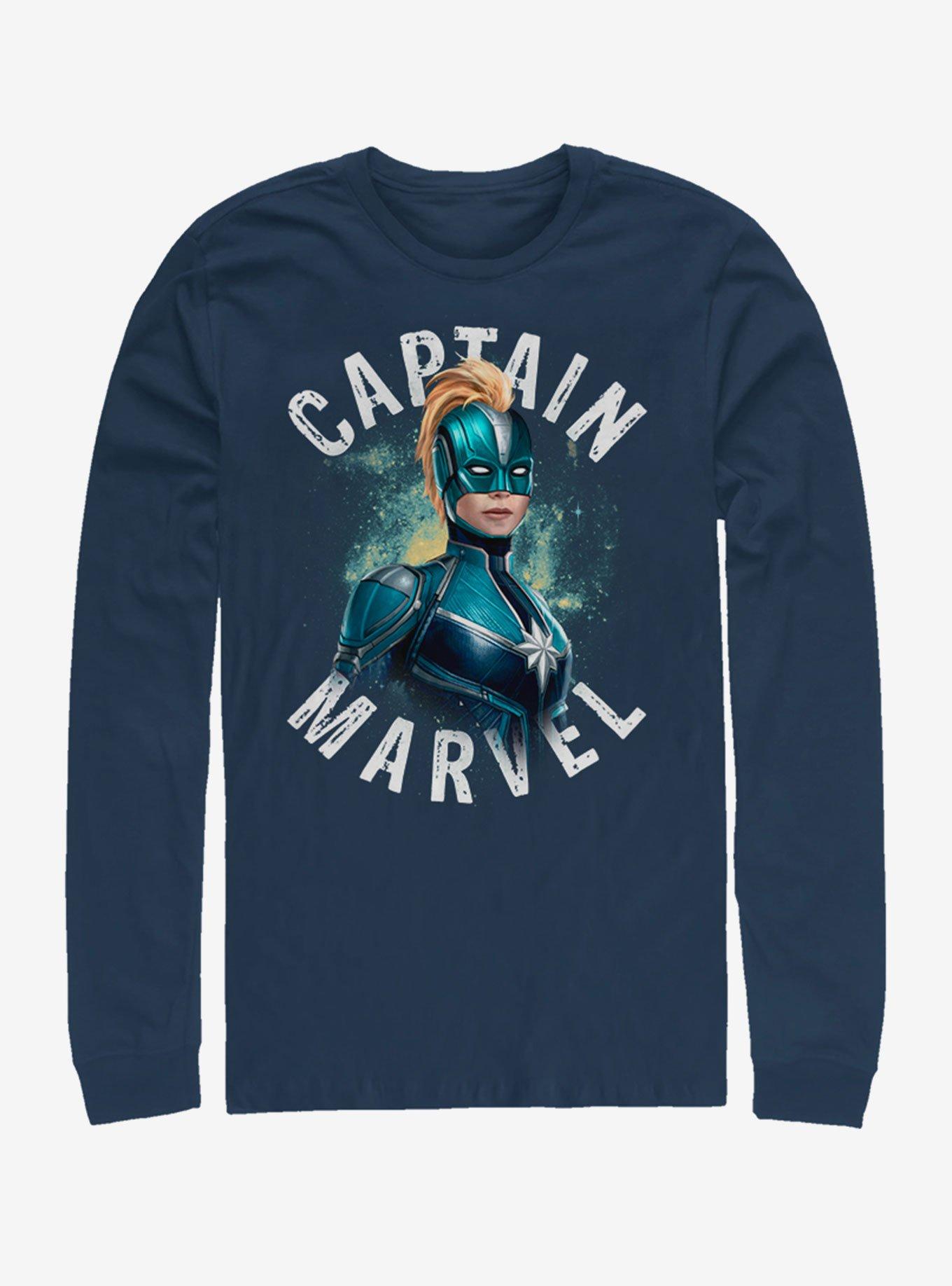 Marvel Captain Marvel Blue Long-Sleeve T-Shirt, NAVY, hi-res