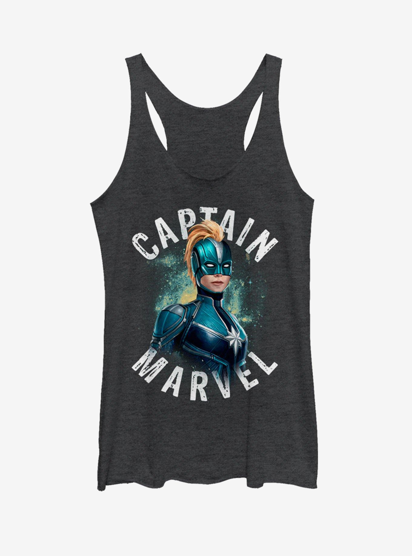 Marvel Captain Marvel Blue Suit Girls Tank, BLK HTR, hi-res