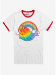 Rainbow Narwhal Ringer T-Shirt, MULTI, hi-res