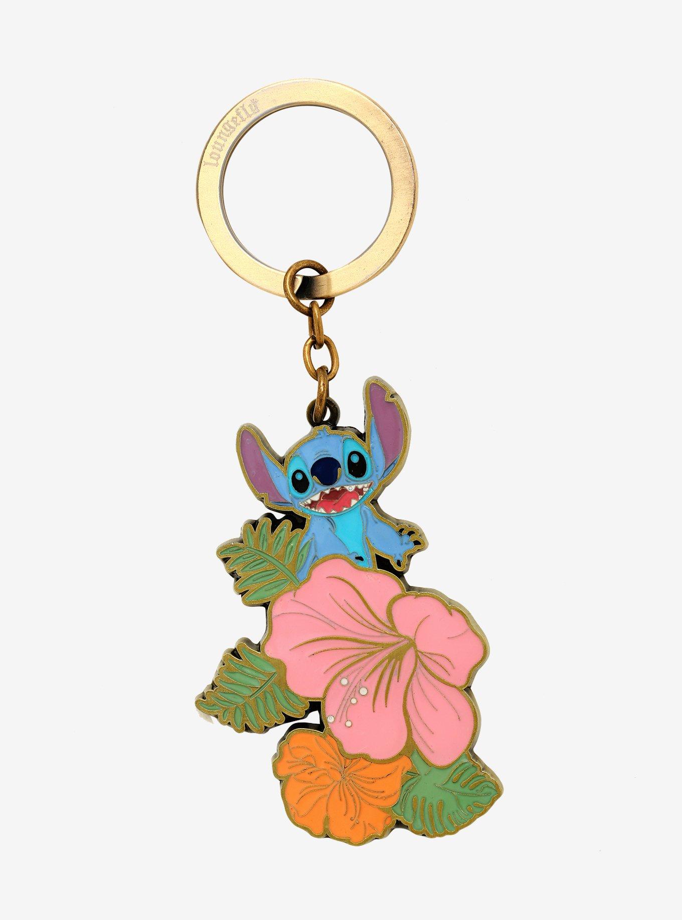 Disney Lilo & Stitch Tropical Floral Keychain - BoxLunch Exclusive, , hi-res