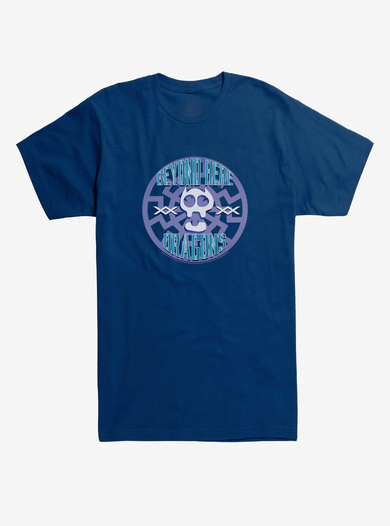 How To Train Your Dragon Beyond Here Dragons T-Shirt, MIDNIGHT NAVY, hi-res