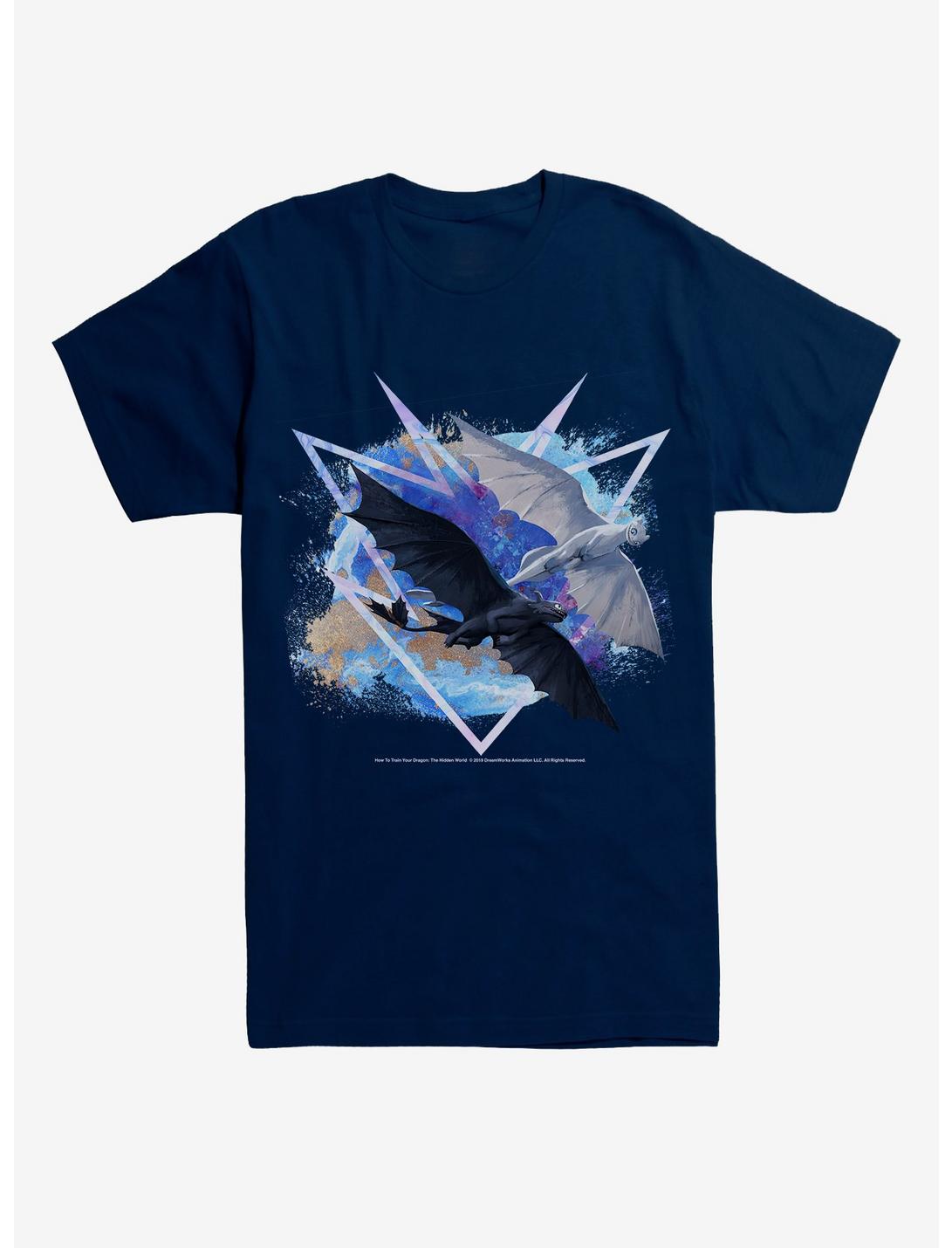 Plus Size How To Train Your Dragon Night & Light Flying Dragons T-Shirt, MIDNIGHT NAVY, hi-res