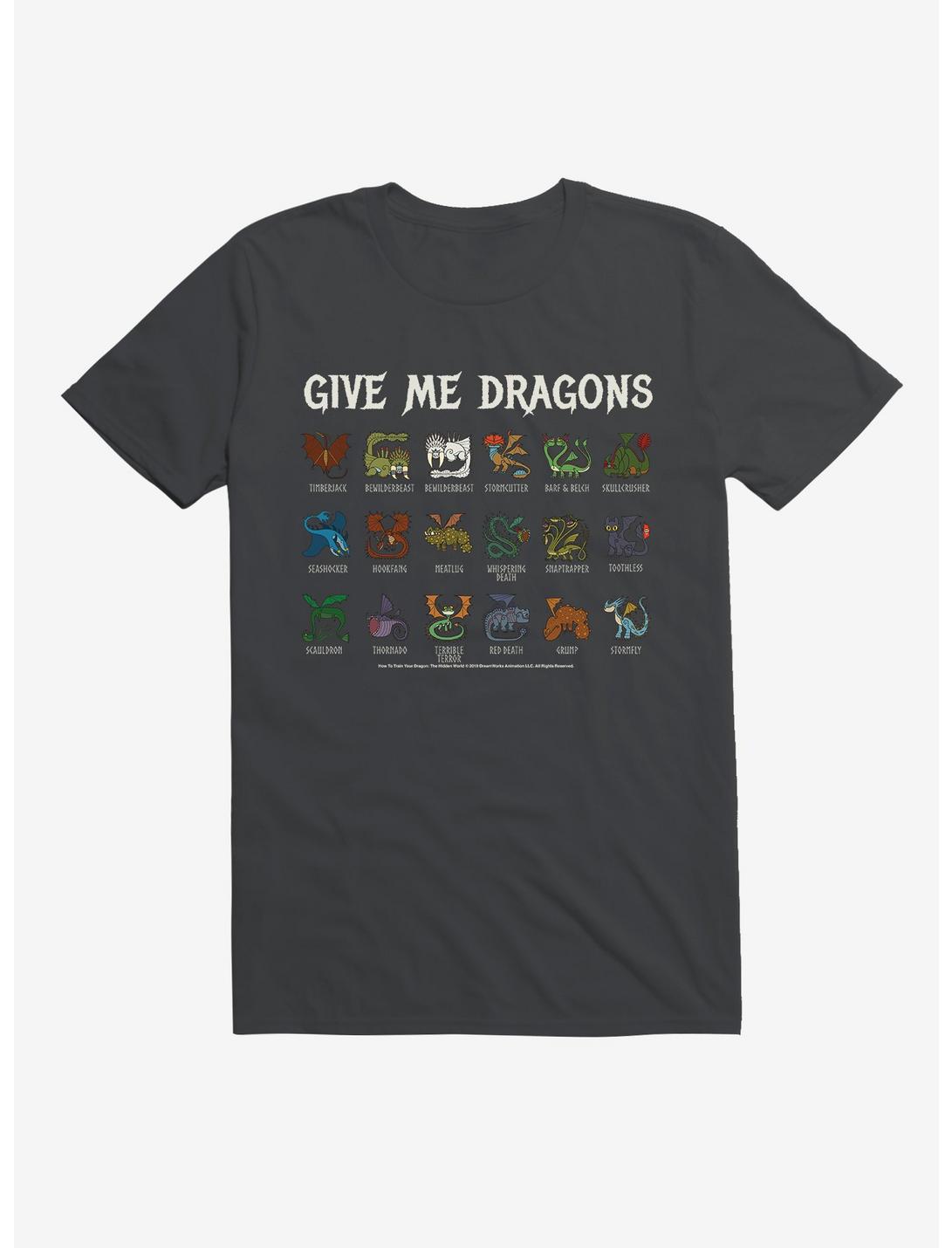 How To Train Your Dragon Give Me Dragons List T-Shirt, DARK GREY, hi-res