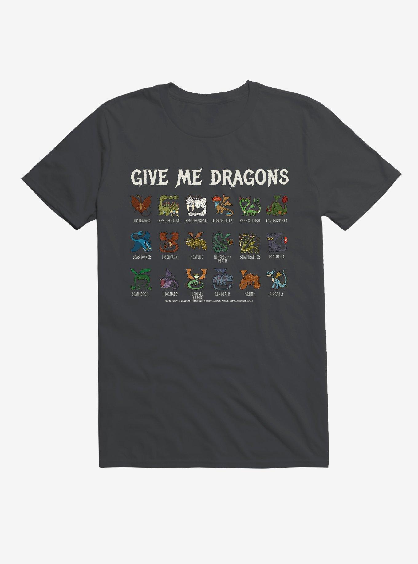 How To Train Your Dragon Give Me Dragons List T-Shirt, DARK GREY, hi-res