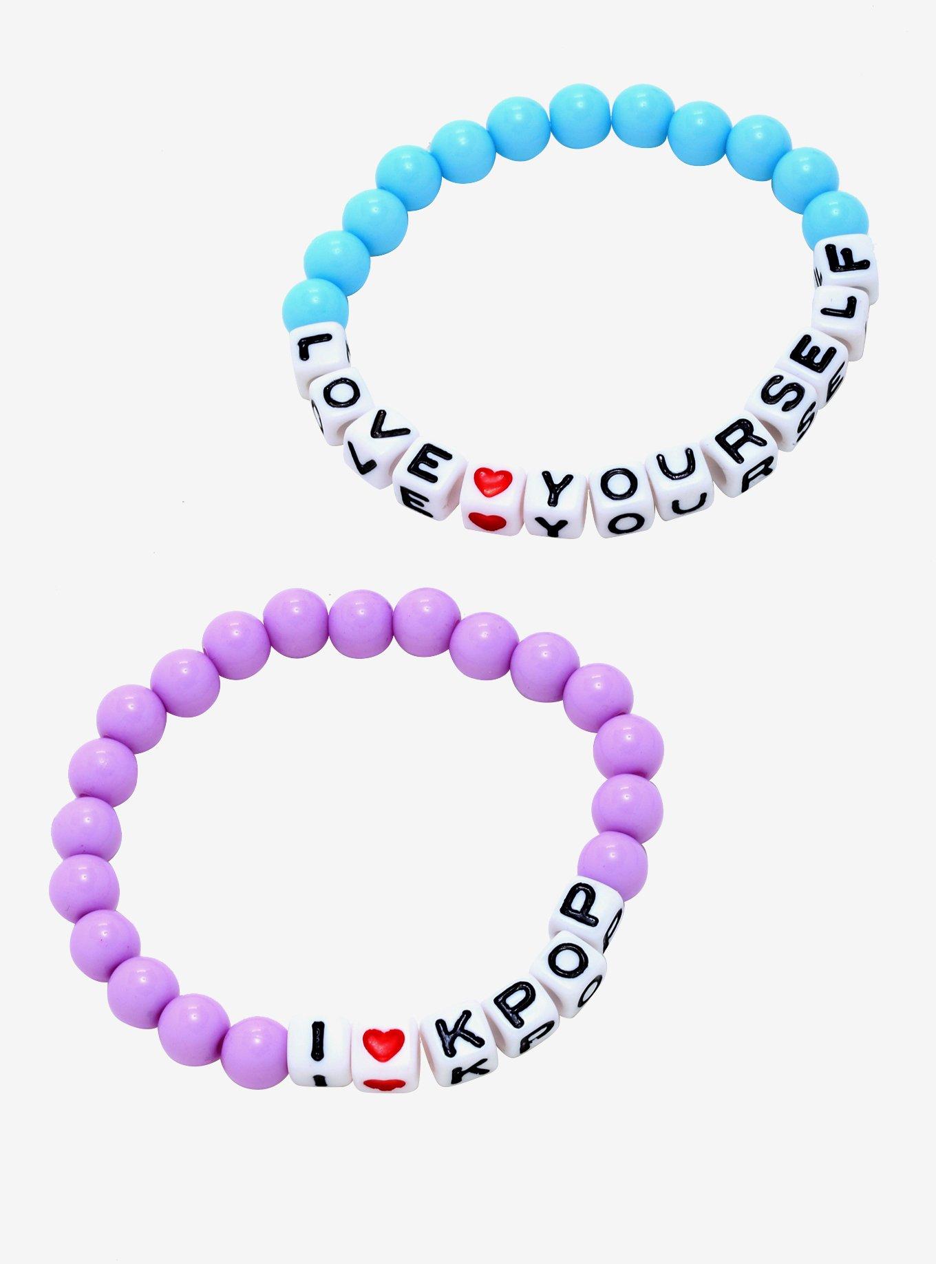 I Love K-Pop Beaded Bracelet Set, , hi-res