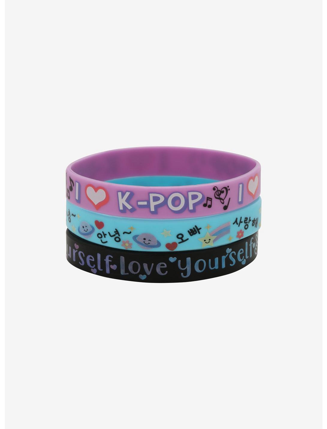 I Love K-Pop Rubber Bracelet Set, , hi-res