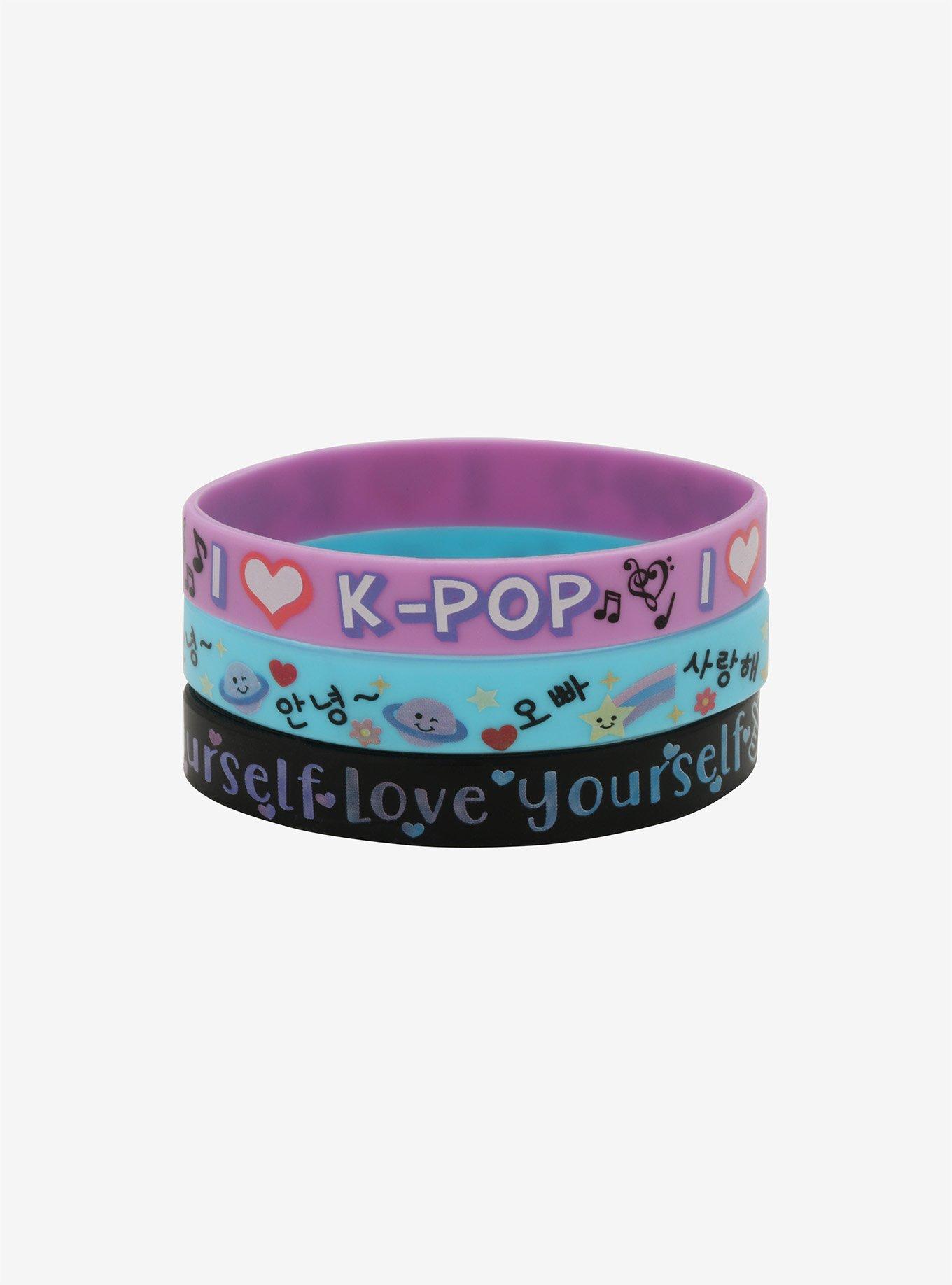 I Love K-Pop Rubber Bracelet Set, , hi-res