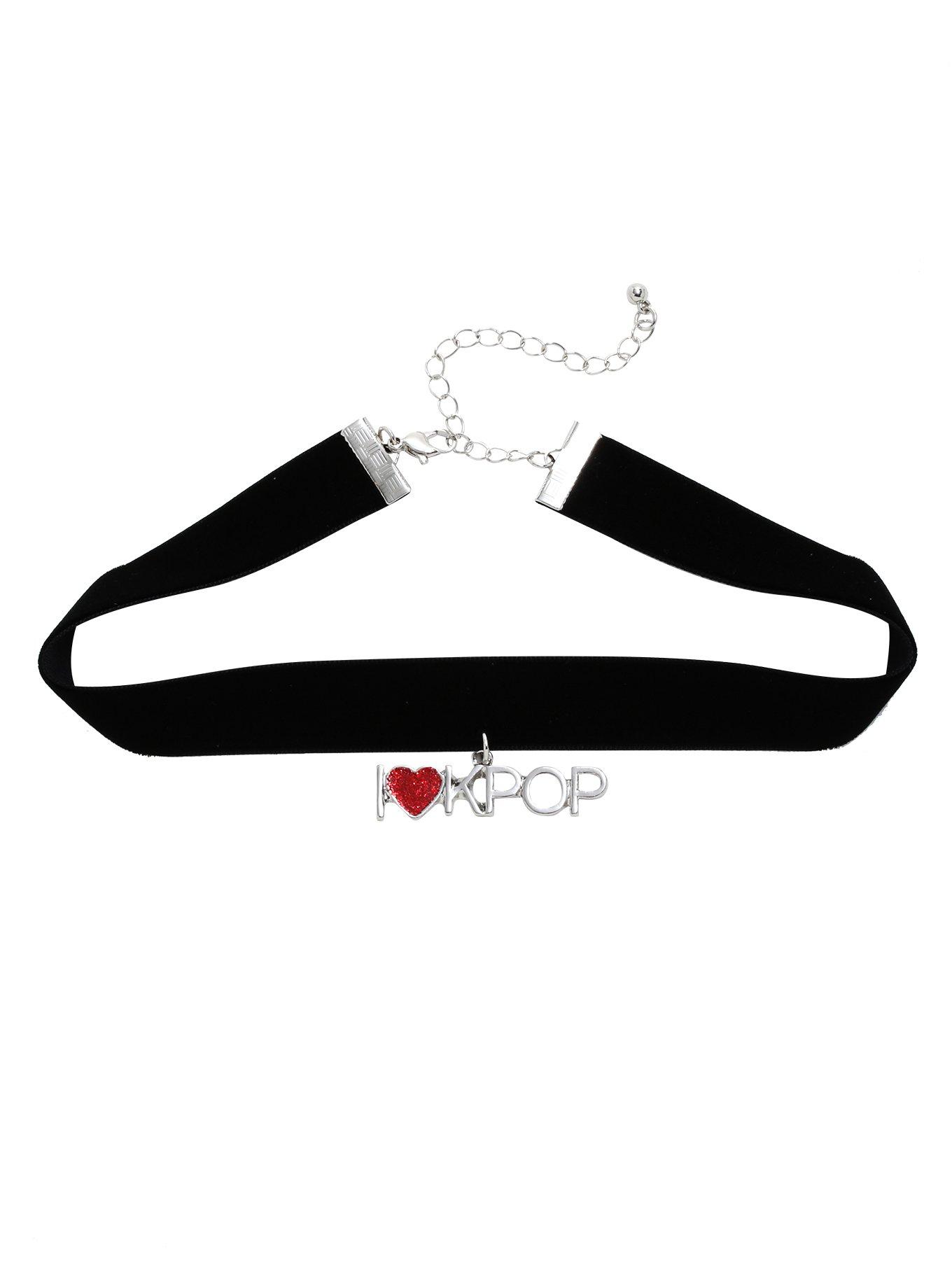 I Love K-Pop 90s Velvet Choker, , hi-res