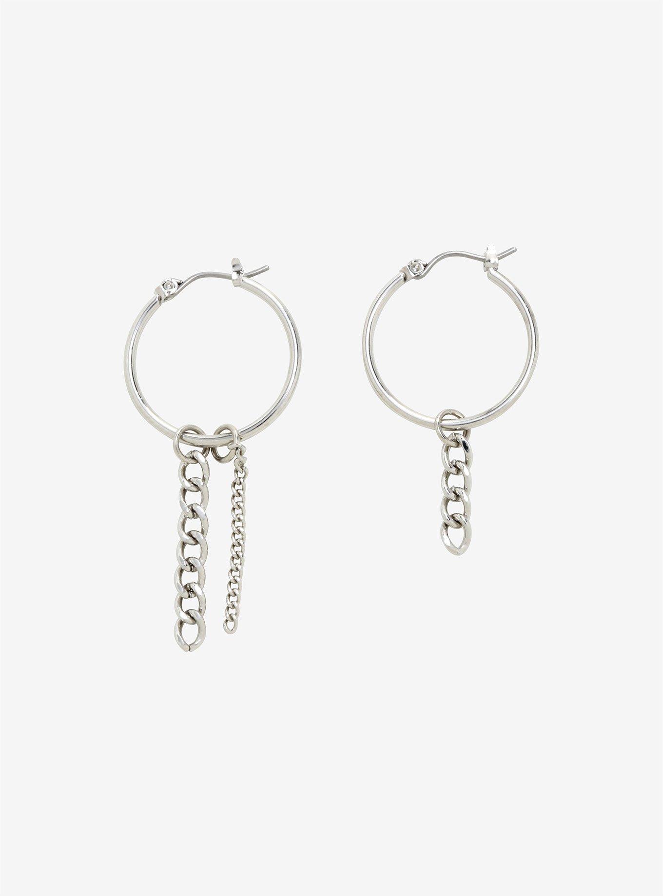 I Love K-Pop Hoops With Chains Earrings, , hi-res