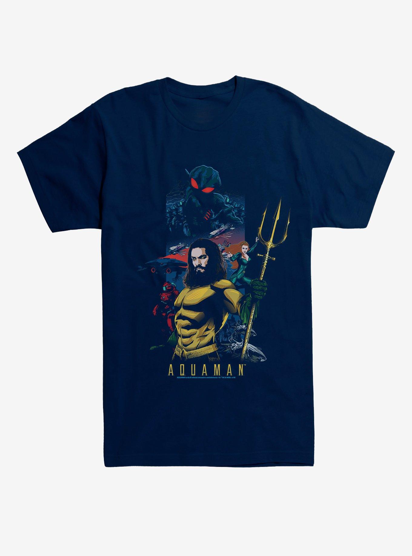 DC Comics Aquaman Poster T-Shirt, MIDNIGHT NAVY, hi-res