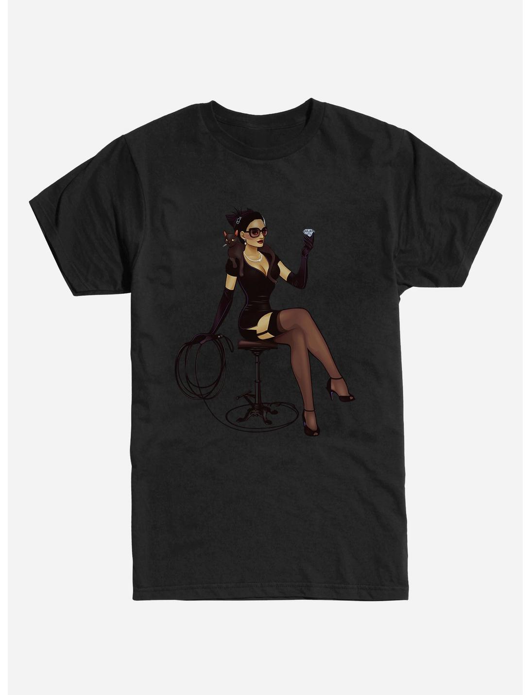 DC Comics Catwoman and Cat T-Shirt, BLACK, hi-res