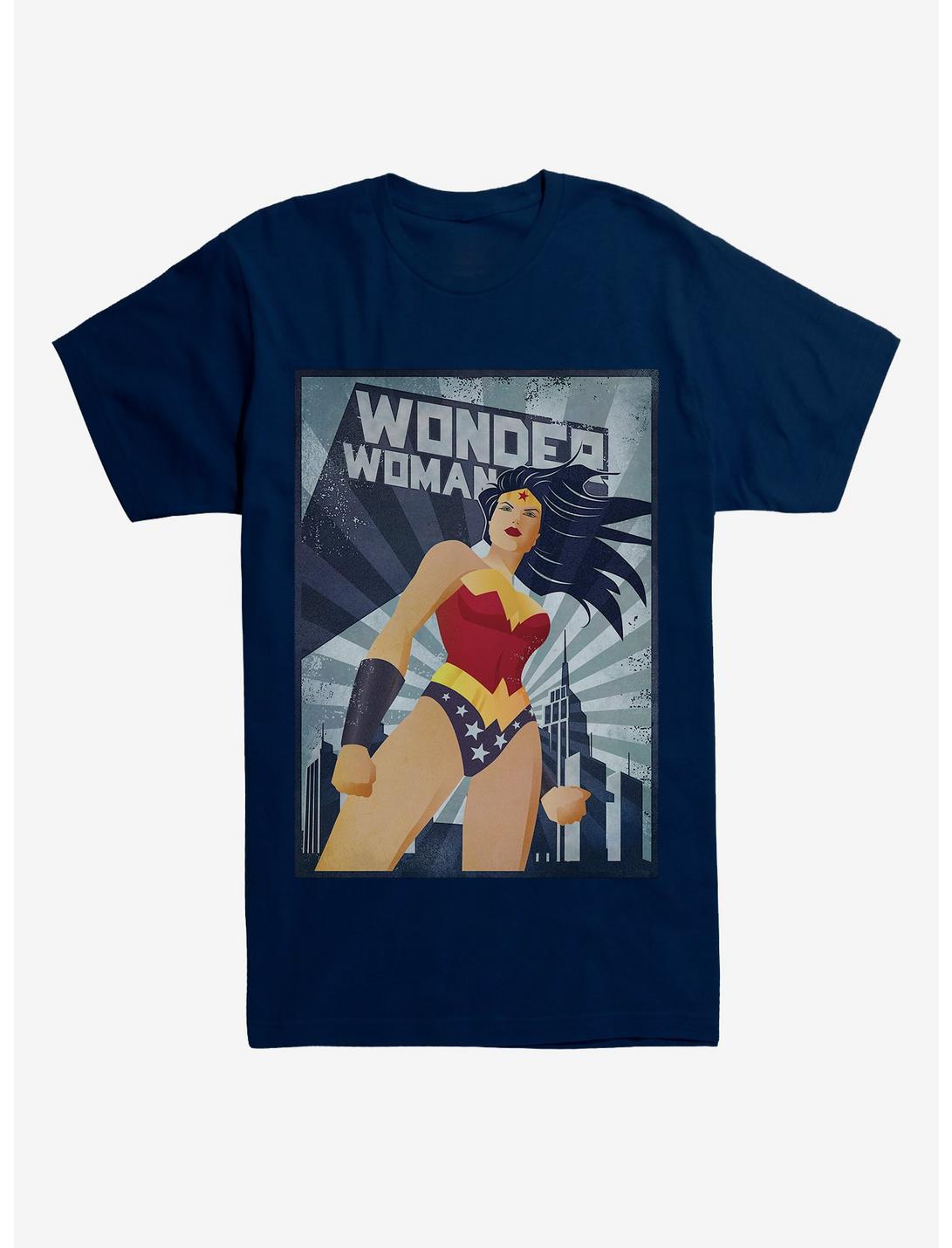 DC Comics Wonderwoman Cartoon Poster T-Shirt, MIDNIGHT NAVY, hi-res