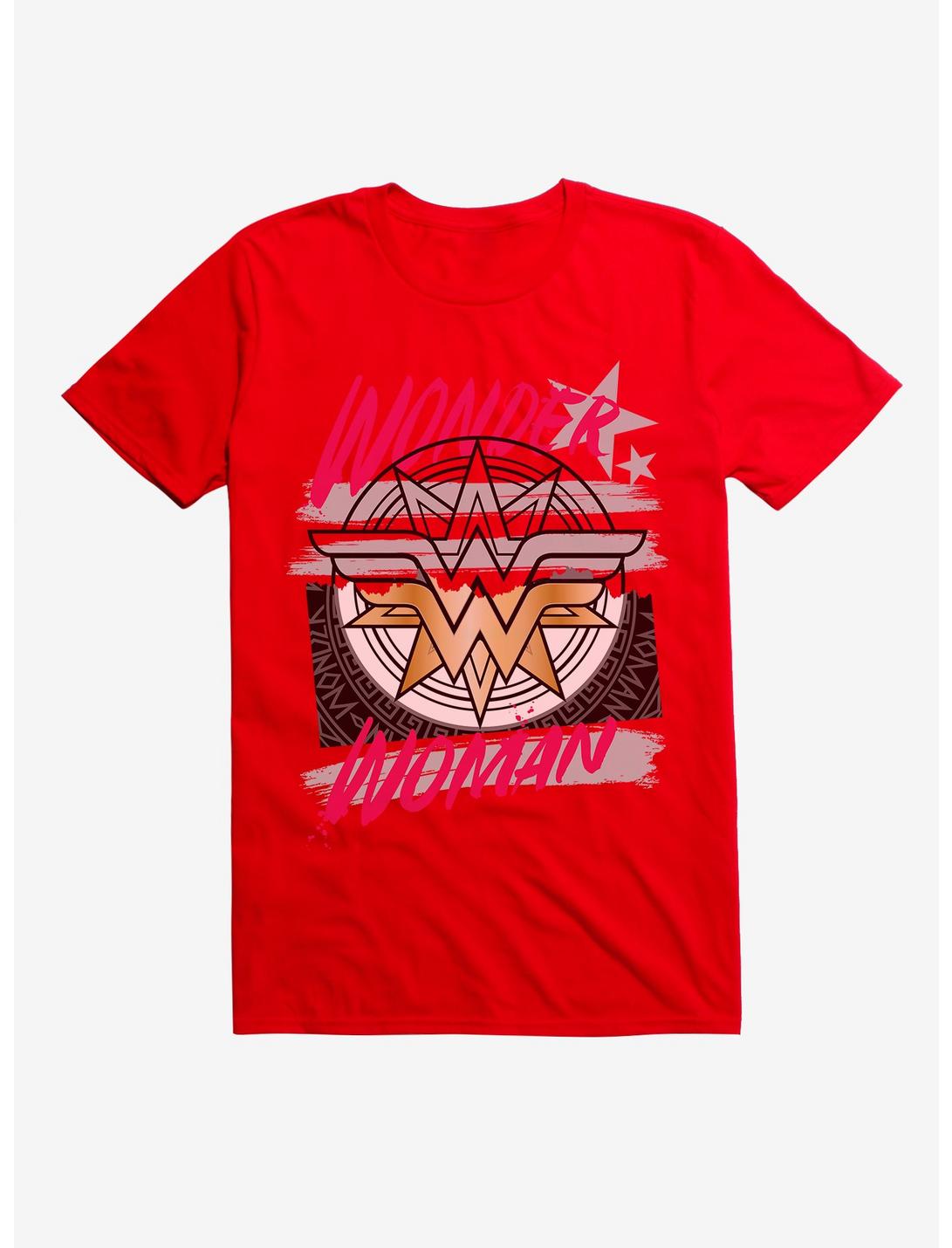 DC Comics Wonderwoman Gold Logo T-Shirt, RED, hi-res