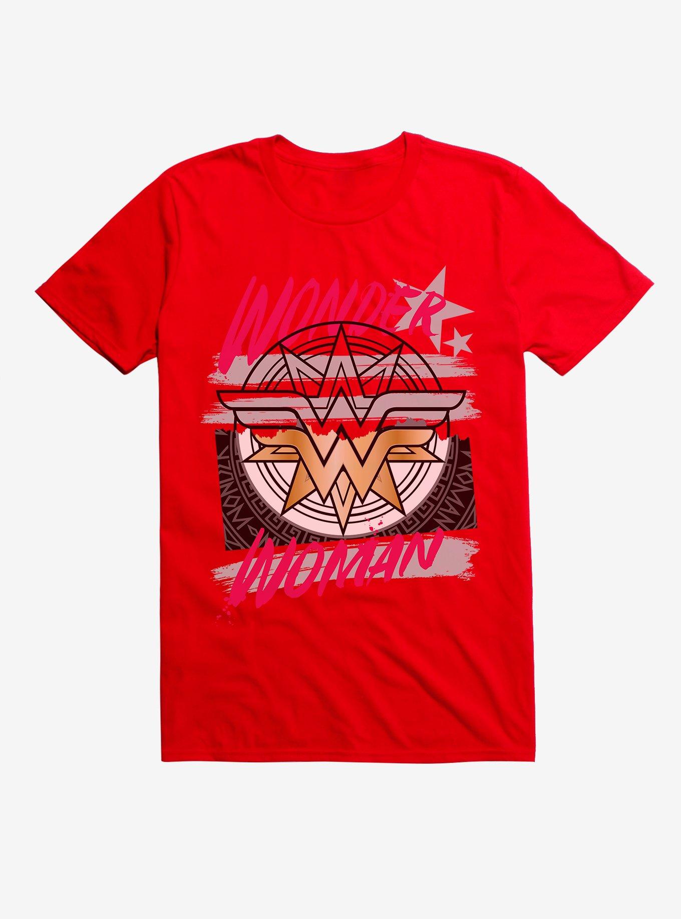 DC Comics Wonderwoman Gold Logo T-Shirt, RED, hi-res