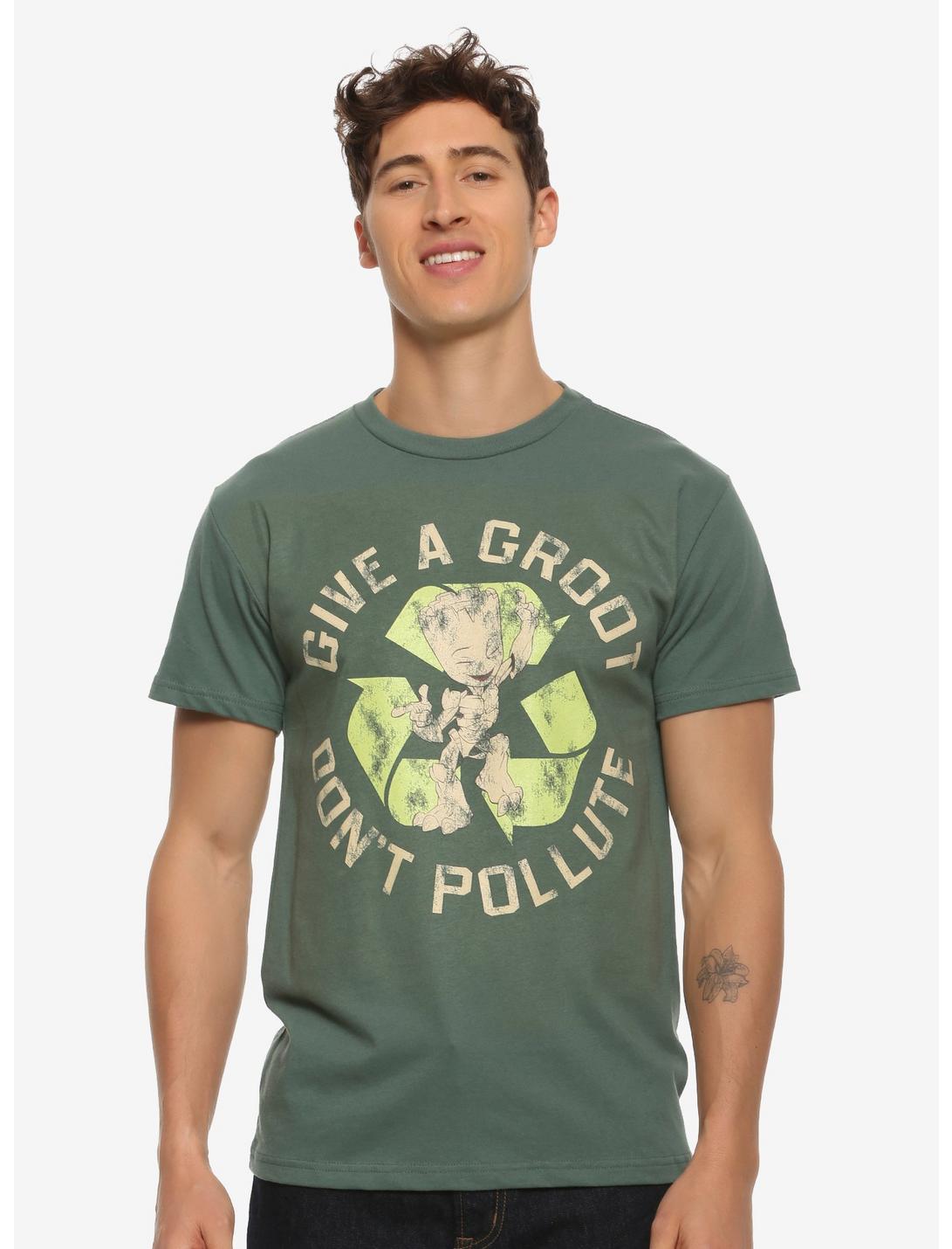 Marvel Guardians of the Galaxy Groot Don't Pollute T-Shirt - BoxLunch Exclusive, GREEN, hi-res