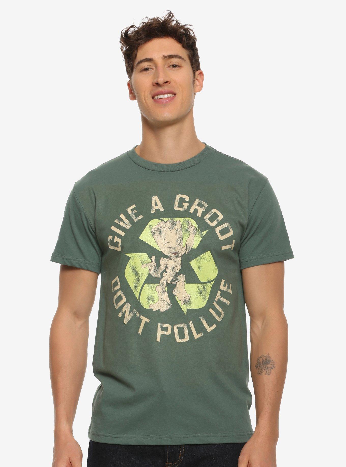Marvel Guardians of the Galaxy Groot Don't Pollute T-Shirt - BoxLunch Exclusive, GREEN, hi-res