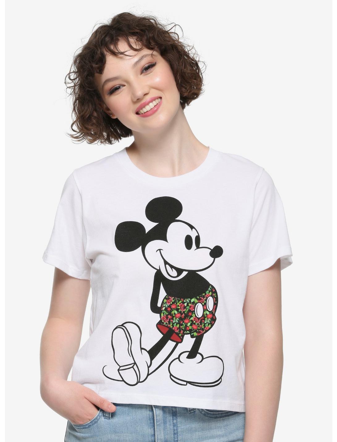 Disney Mickey Mouse Rose Shorts Girls T-Shirt, BLACK, hi-res