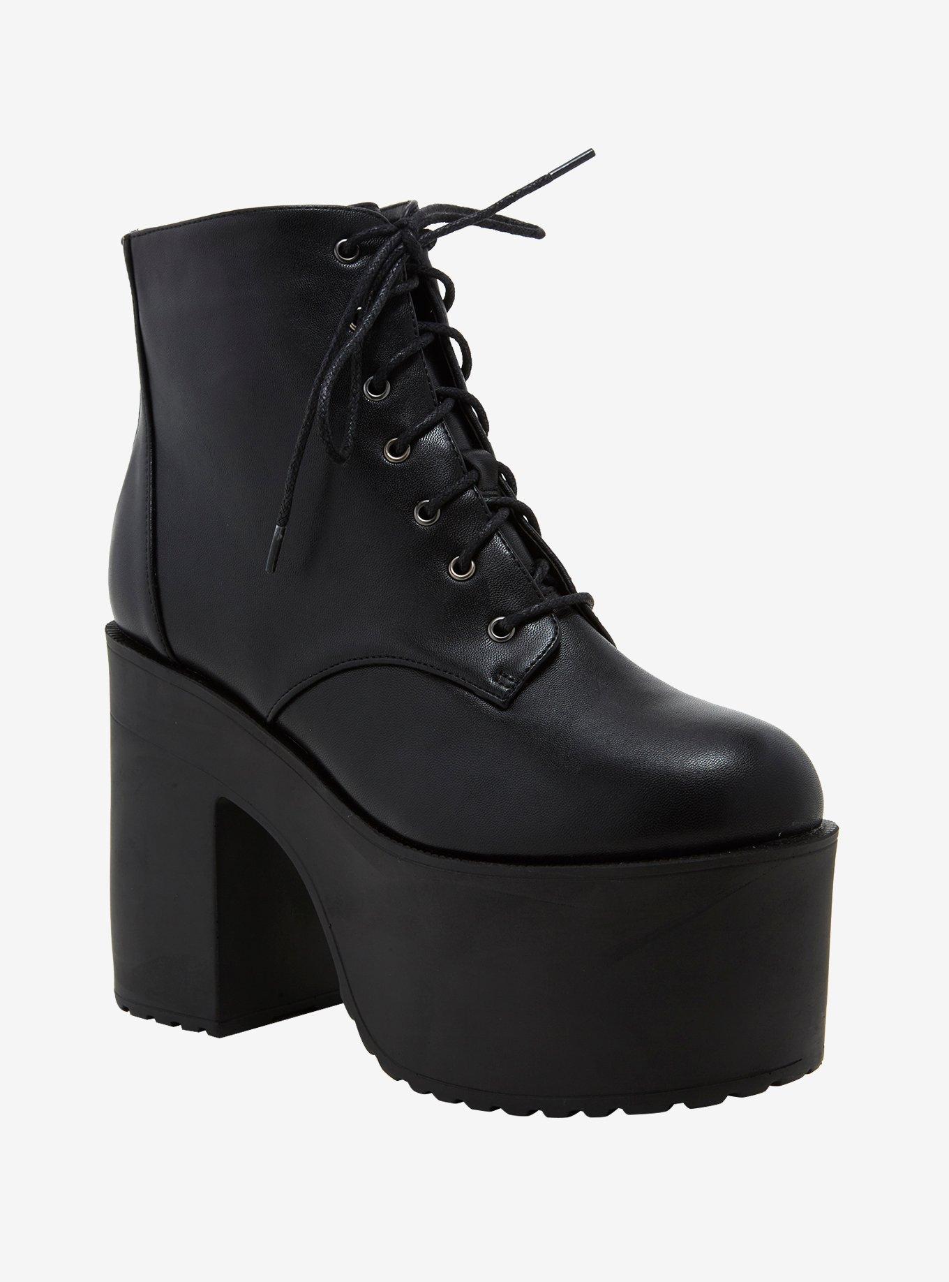 Stomp You Out Platform Boots, BLACK, hi-res