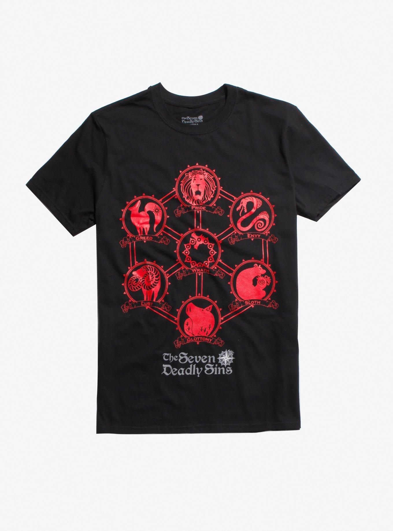 The Seven Deadly Sins Beast Symbols T-Shirt, RED, hi-res
