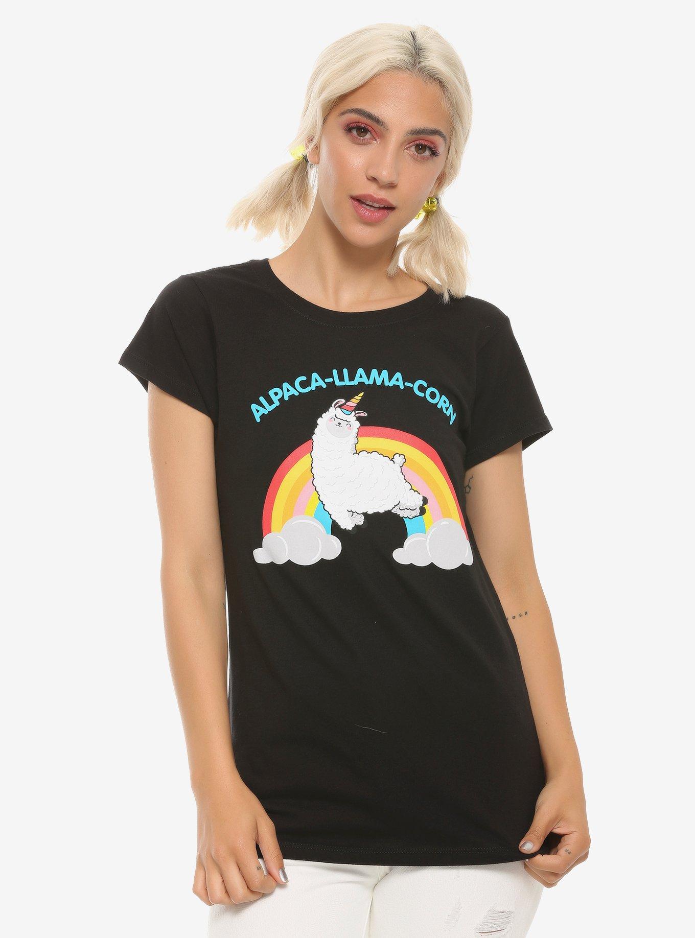 Alpaca-Llama-Corn Girls T-Shirt, BLACK, hi-res
