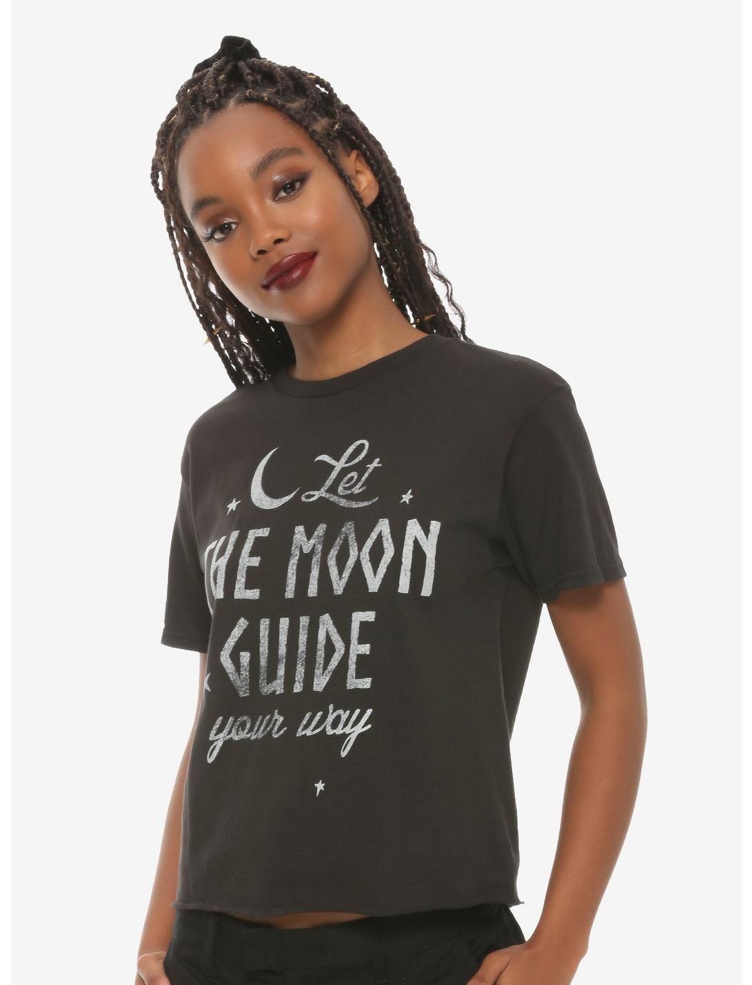 Let The Moon Guide Your Way Girls Crop T-Shirt, BLACK, hi-res