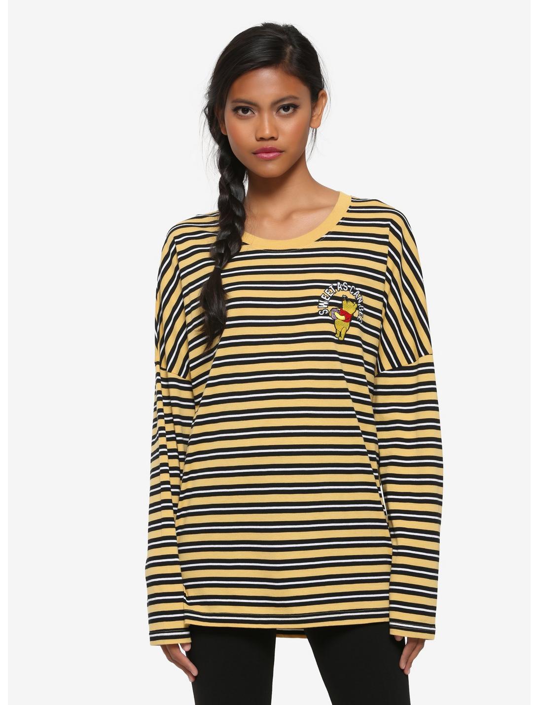 Disney Winnie the Pooh Striped Women's Long Sleeve T-Shirt - BoxLunch Exclusive, YELLOW, hi-res