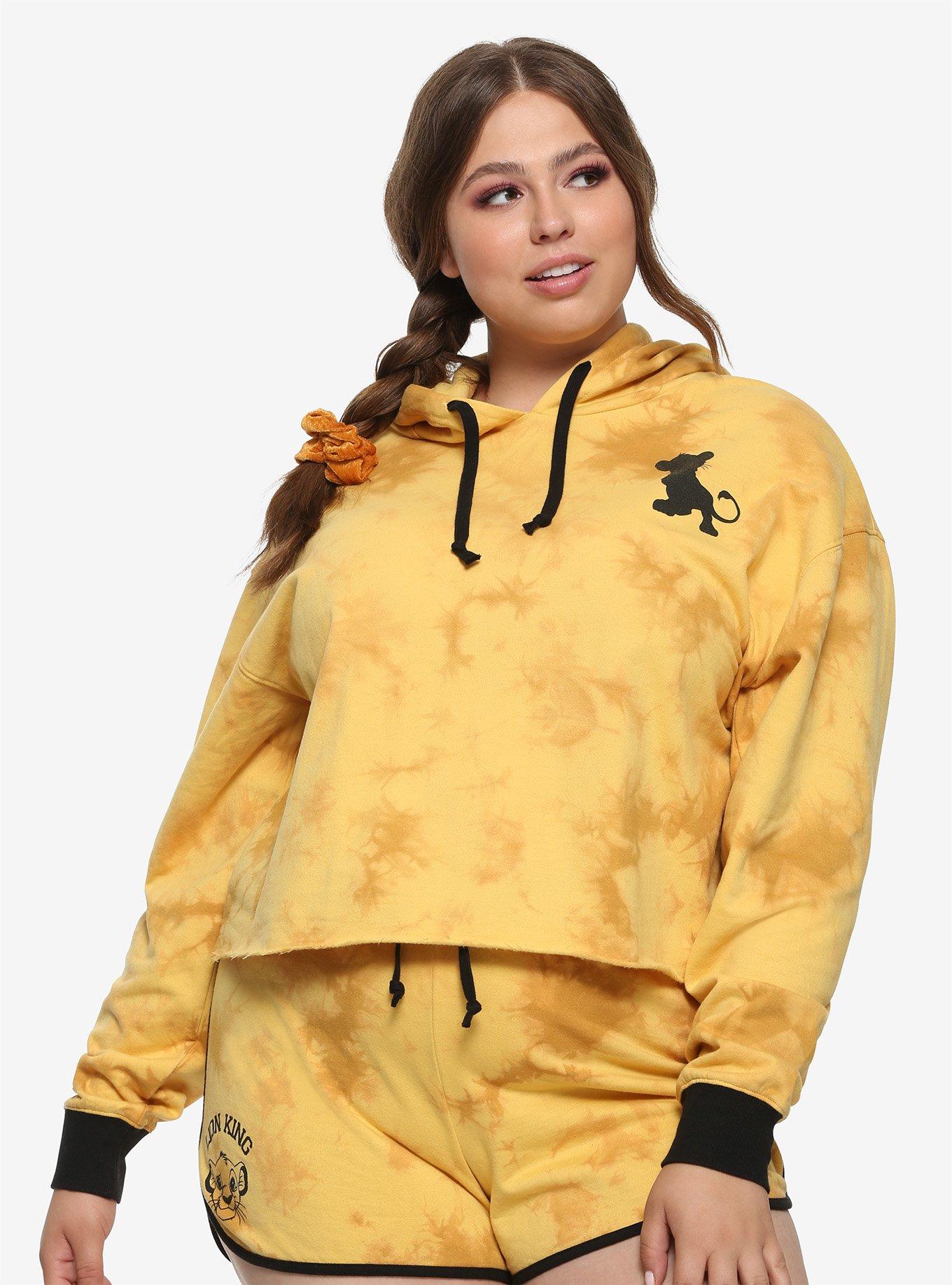 Disney The Lion King Acid Wash Girls Crop Hoodie Plus Size, TIE DYE, hi-res