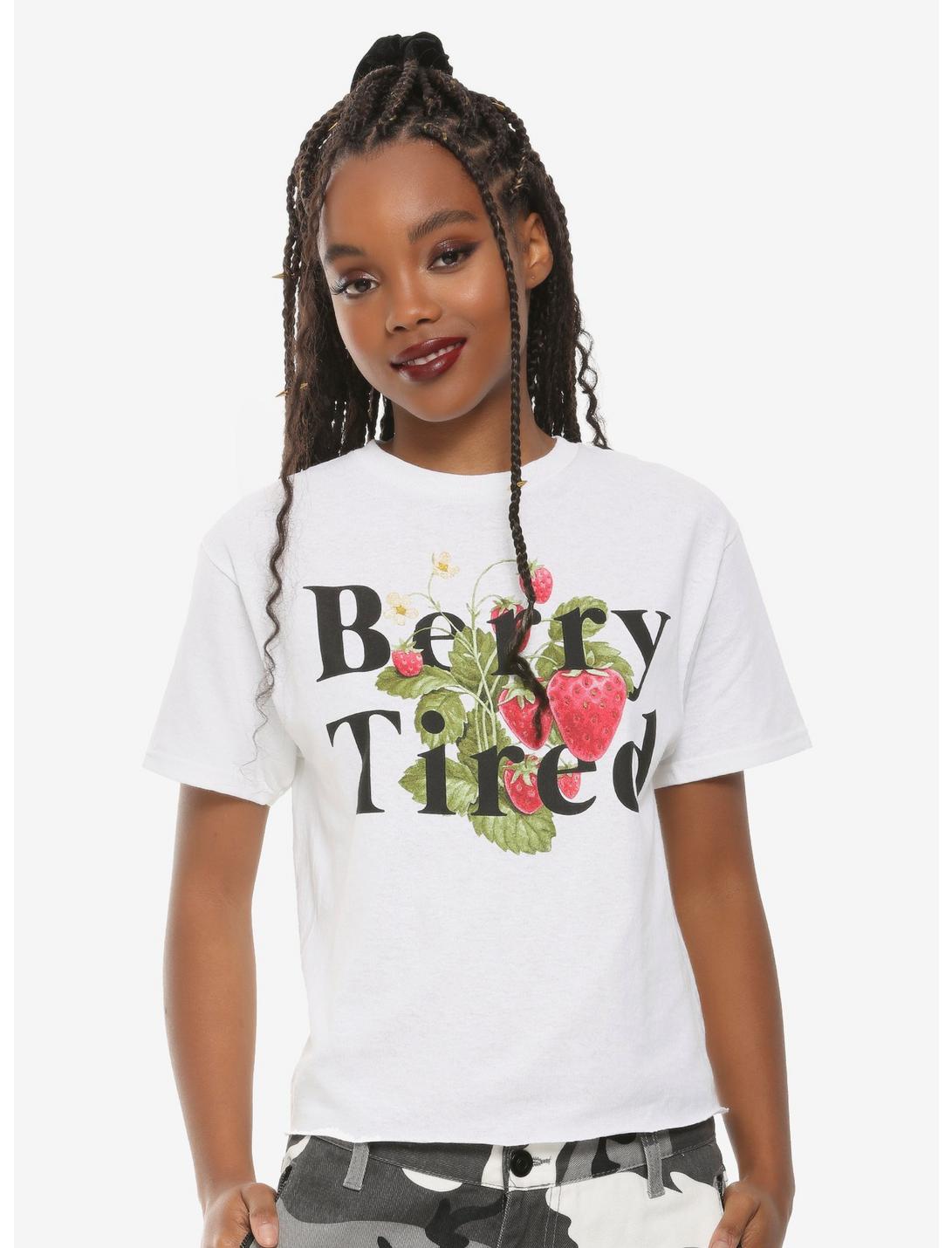 Berry Tired Girls Crop T-Shirt, PINK, hi-res