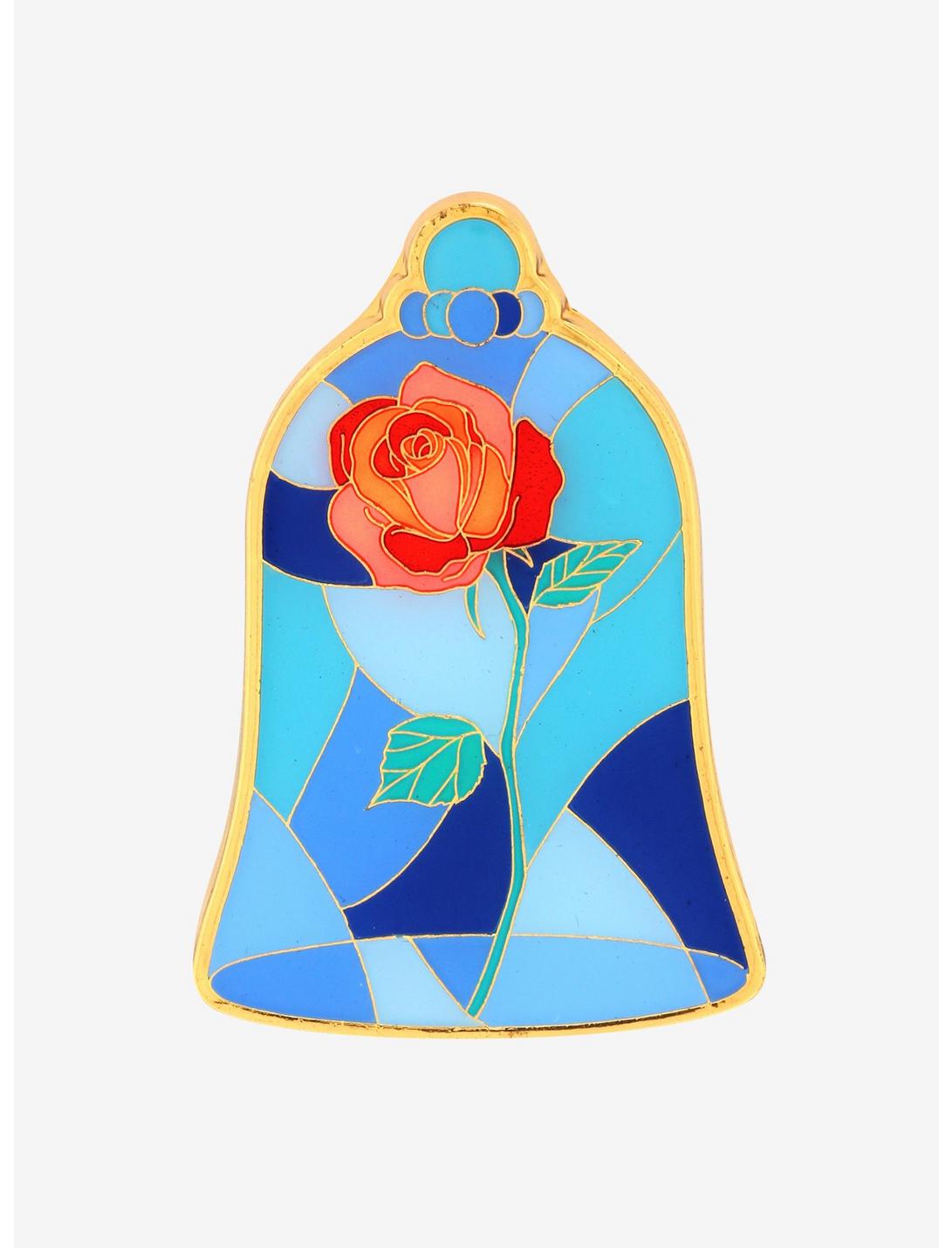 Loungefly Disney Beauty and the Beast Stained Glass Enchanted Rose Enamel Pin - BoxLunch Exclusive, , hi-res