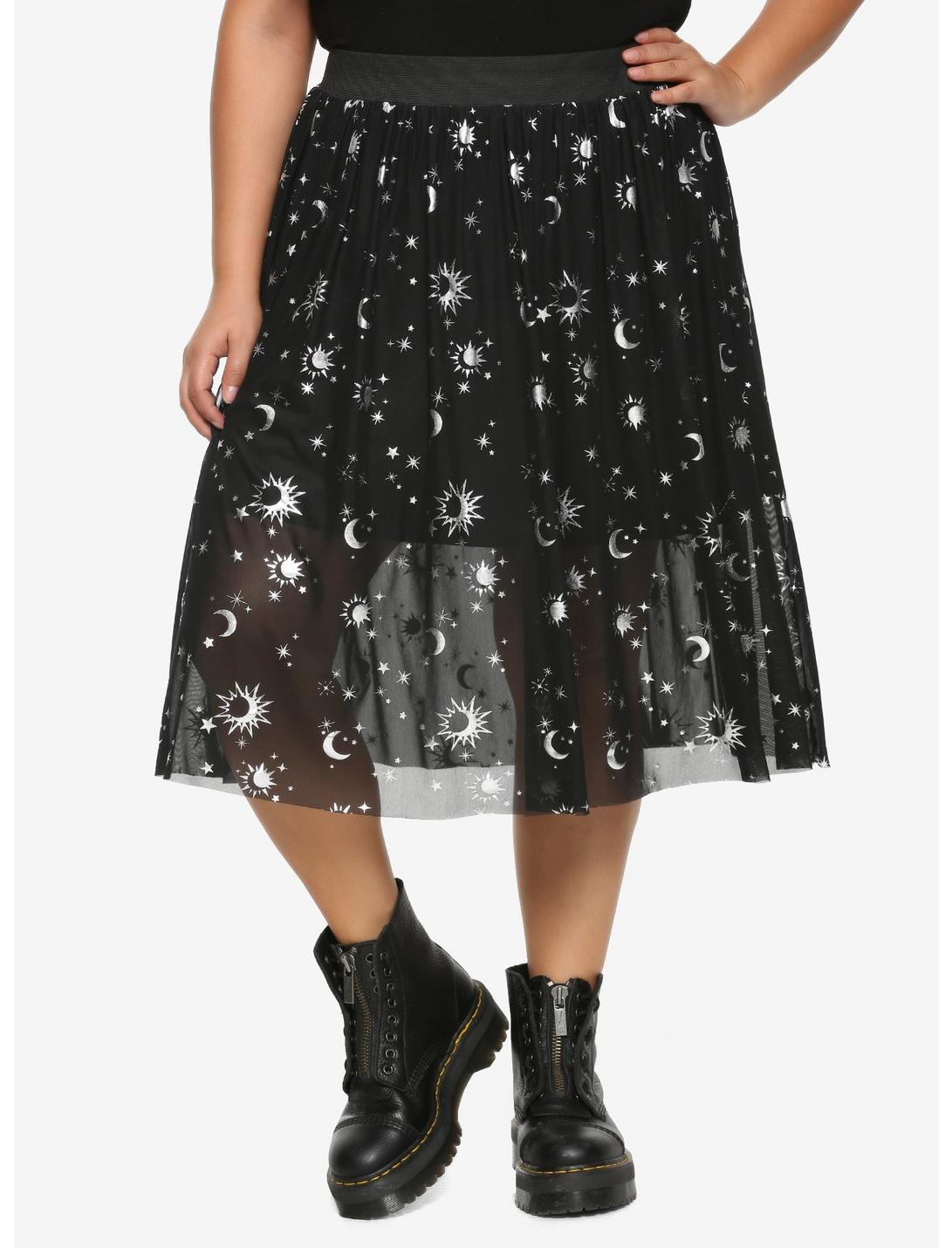 Celestial Mesh Skirt Plus Size, MULTI, hi-res