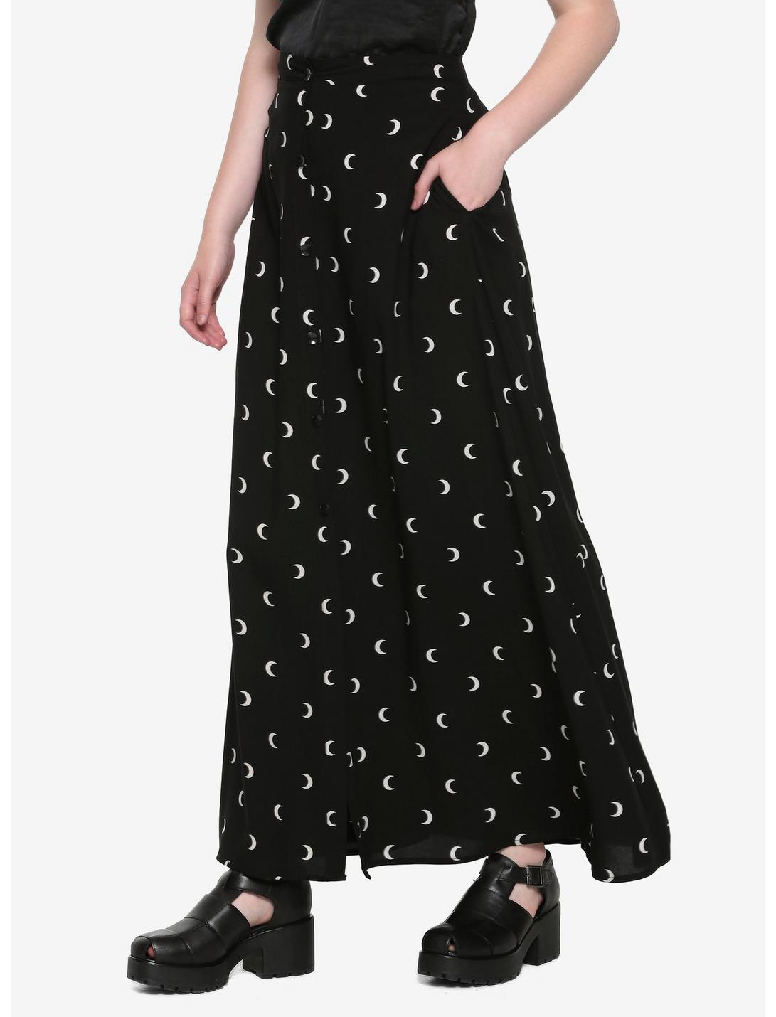 Crescent Moon Maxi Skirt, BLACK, hi-res