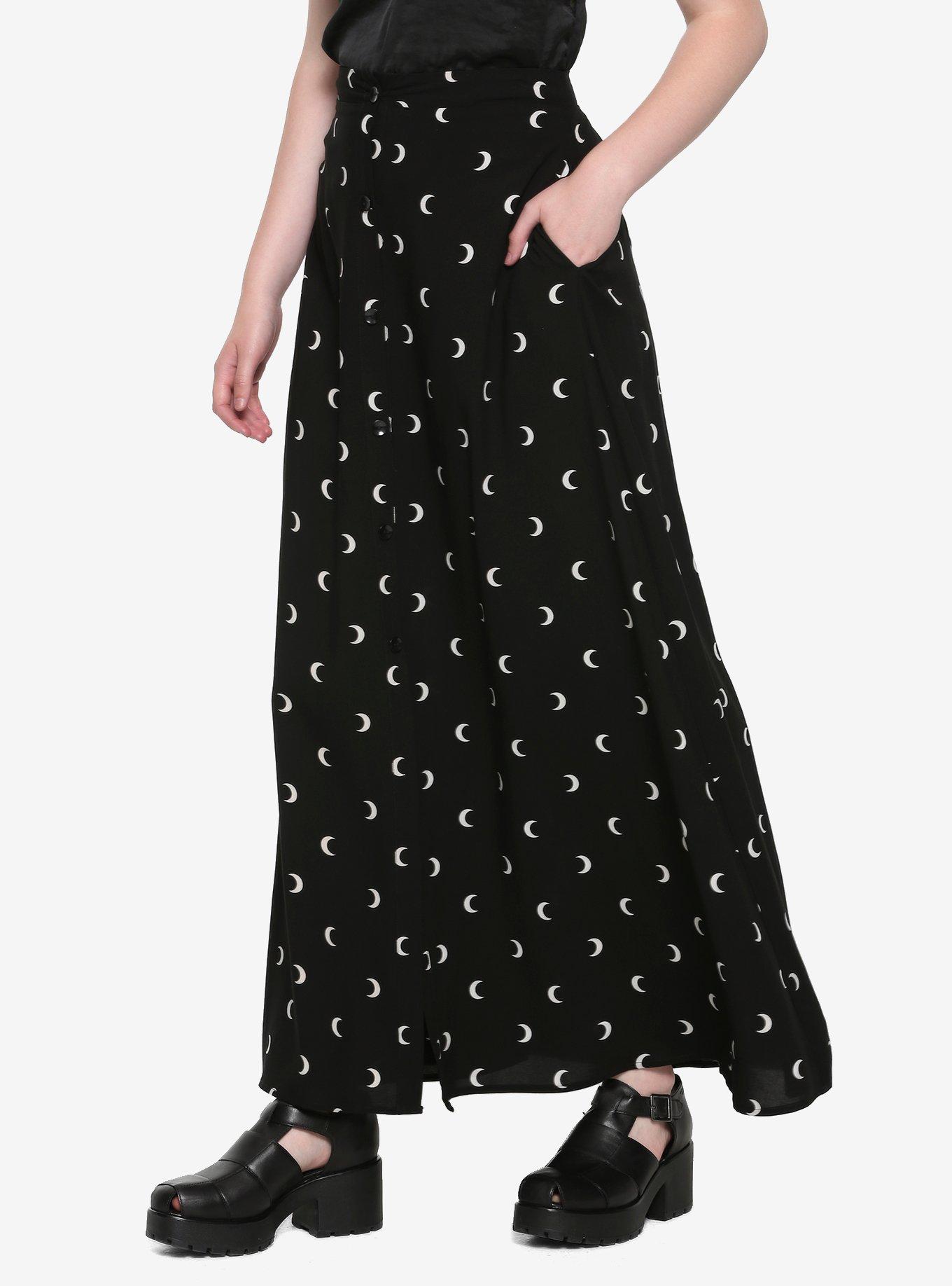 Crescent Moon Maxi Skirt, BLACK, hi-res
