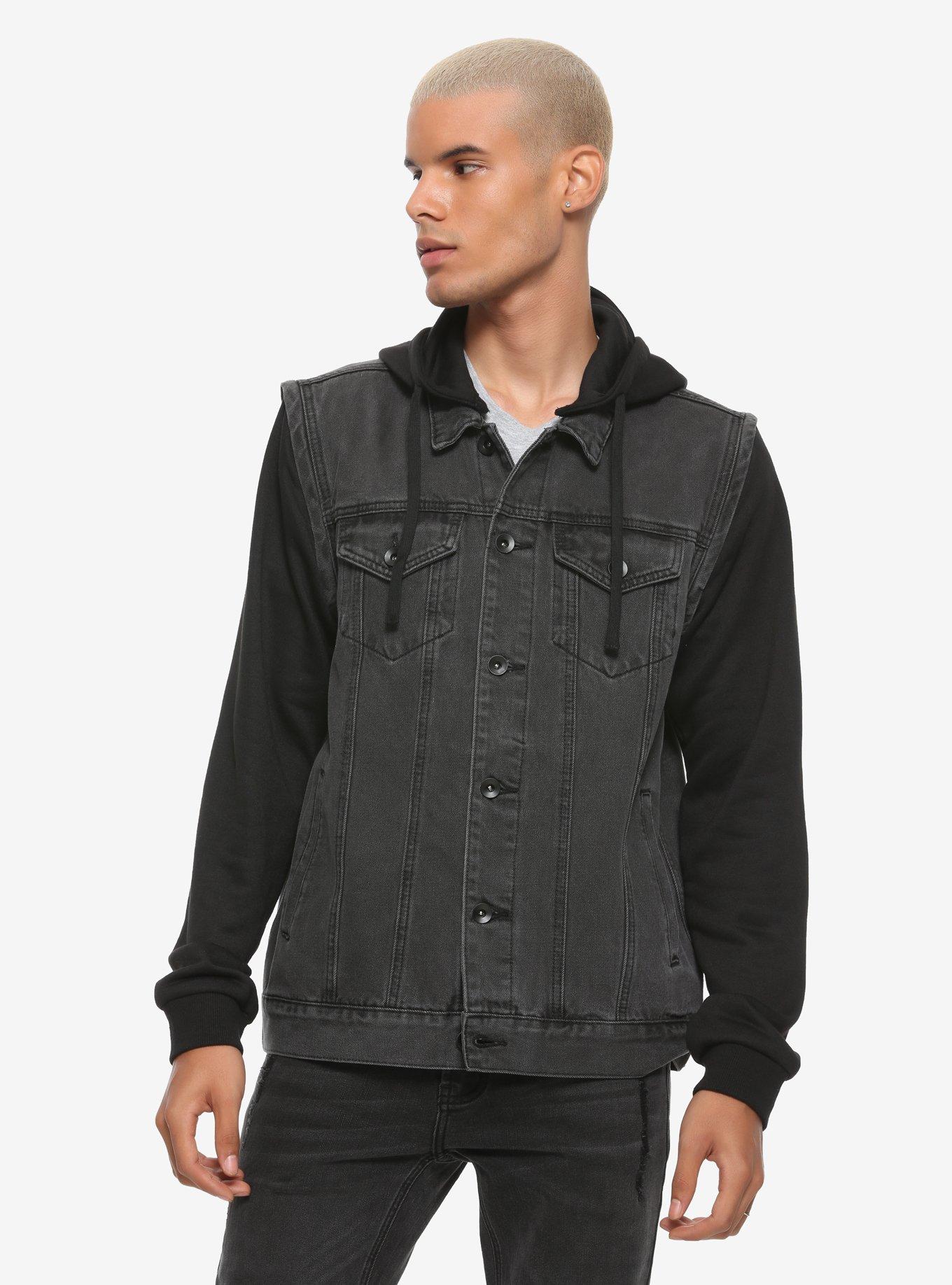 Denim vest best sale over hoodie