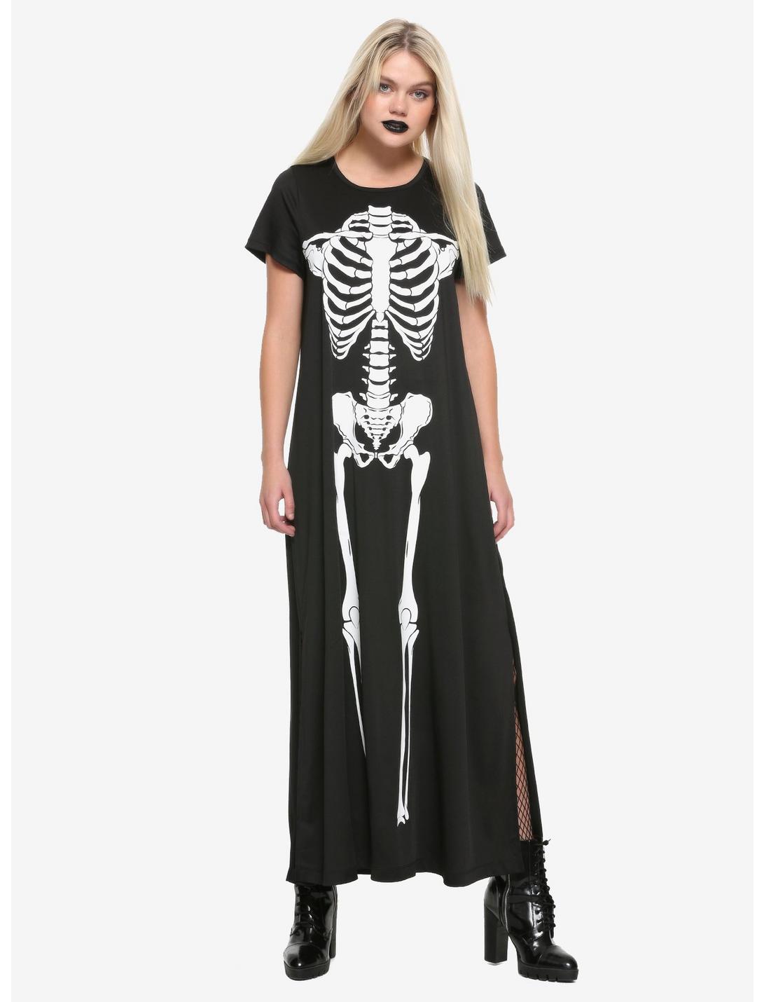 Skeleton Maxi Dress, BLACK, hi-res