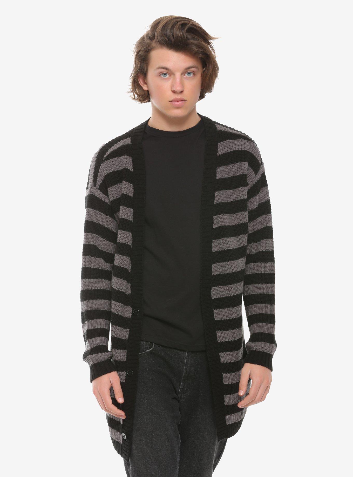 Gray and 2024 white striped cardigan