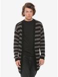 Black & Grey Striped Cardigan, GREY, hi-res